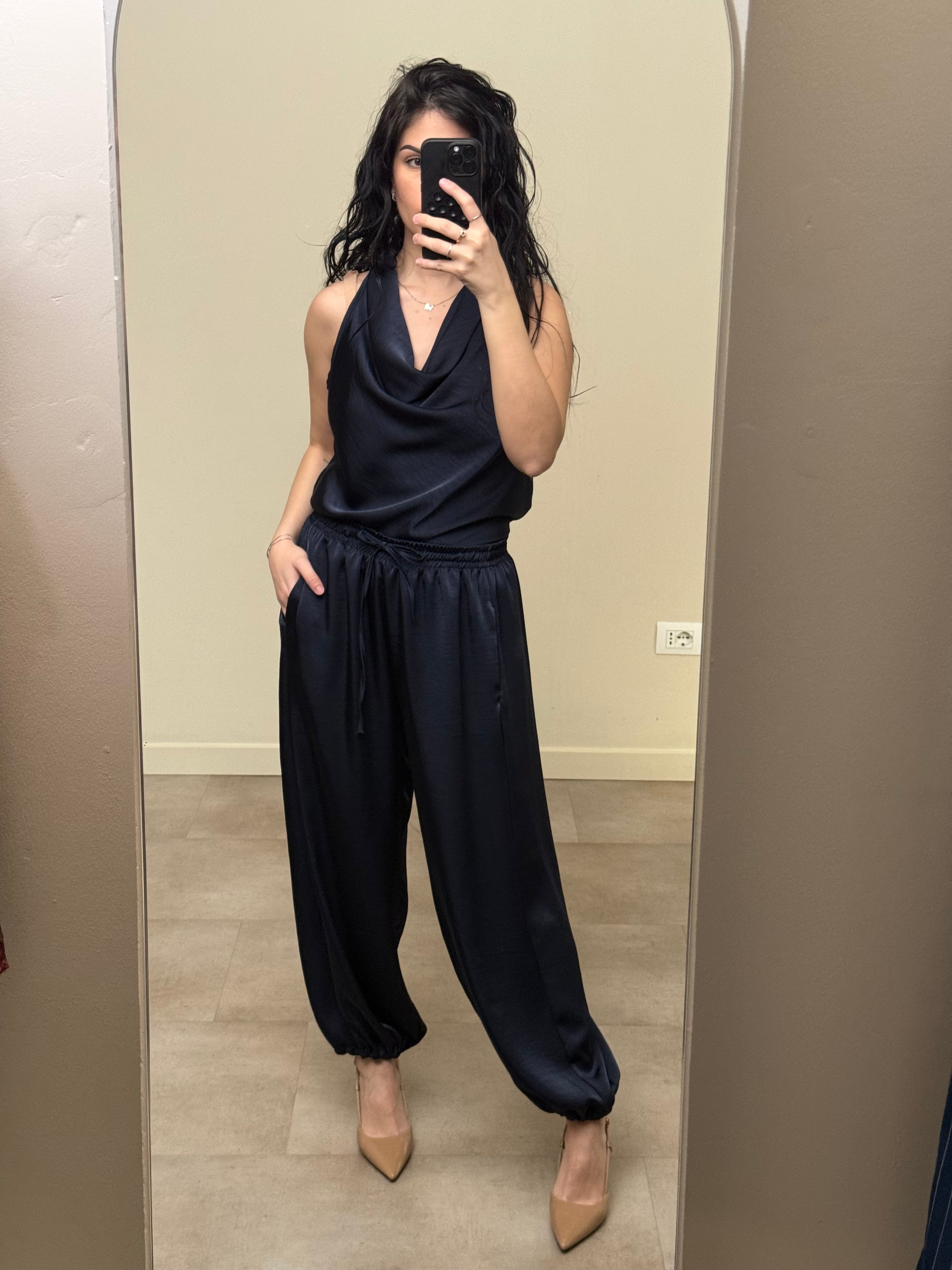 Coordinato satin blu