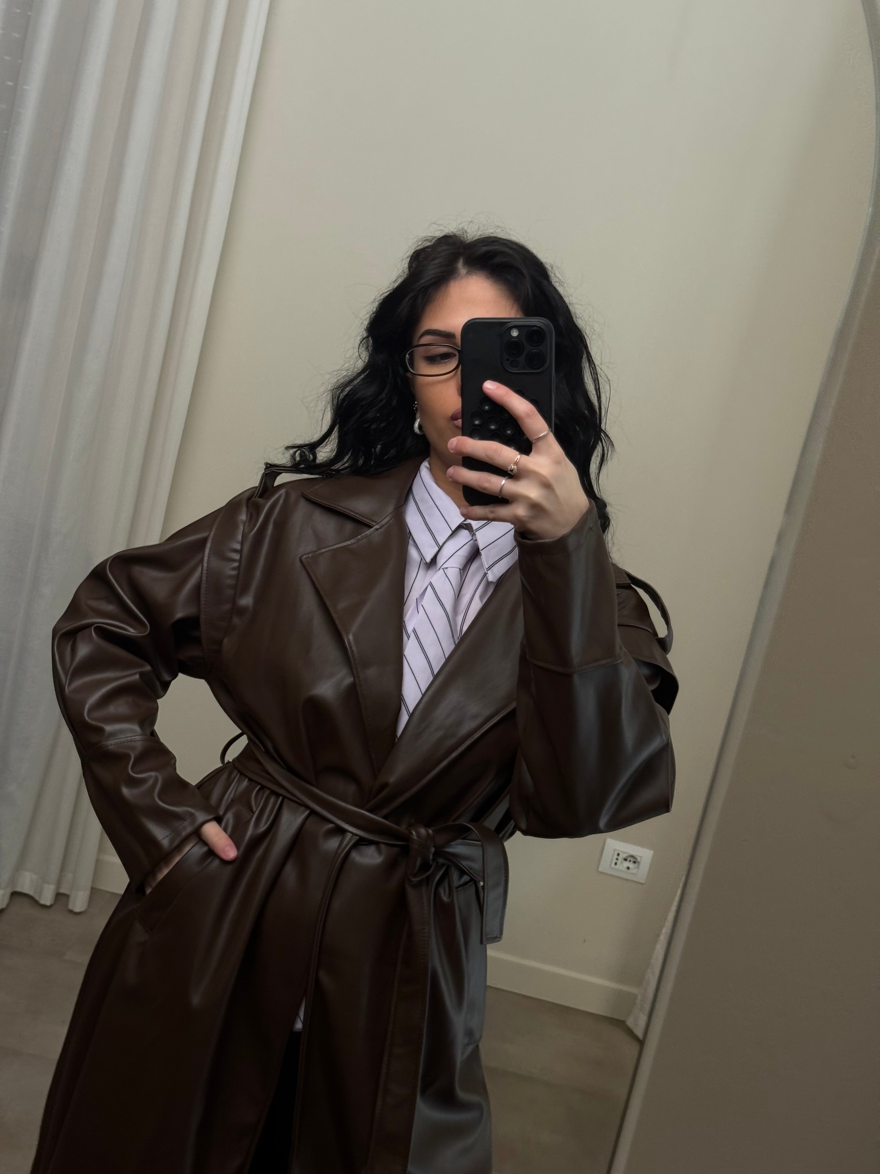 Trench ecopelle cioccolato