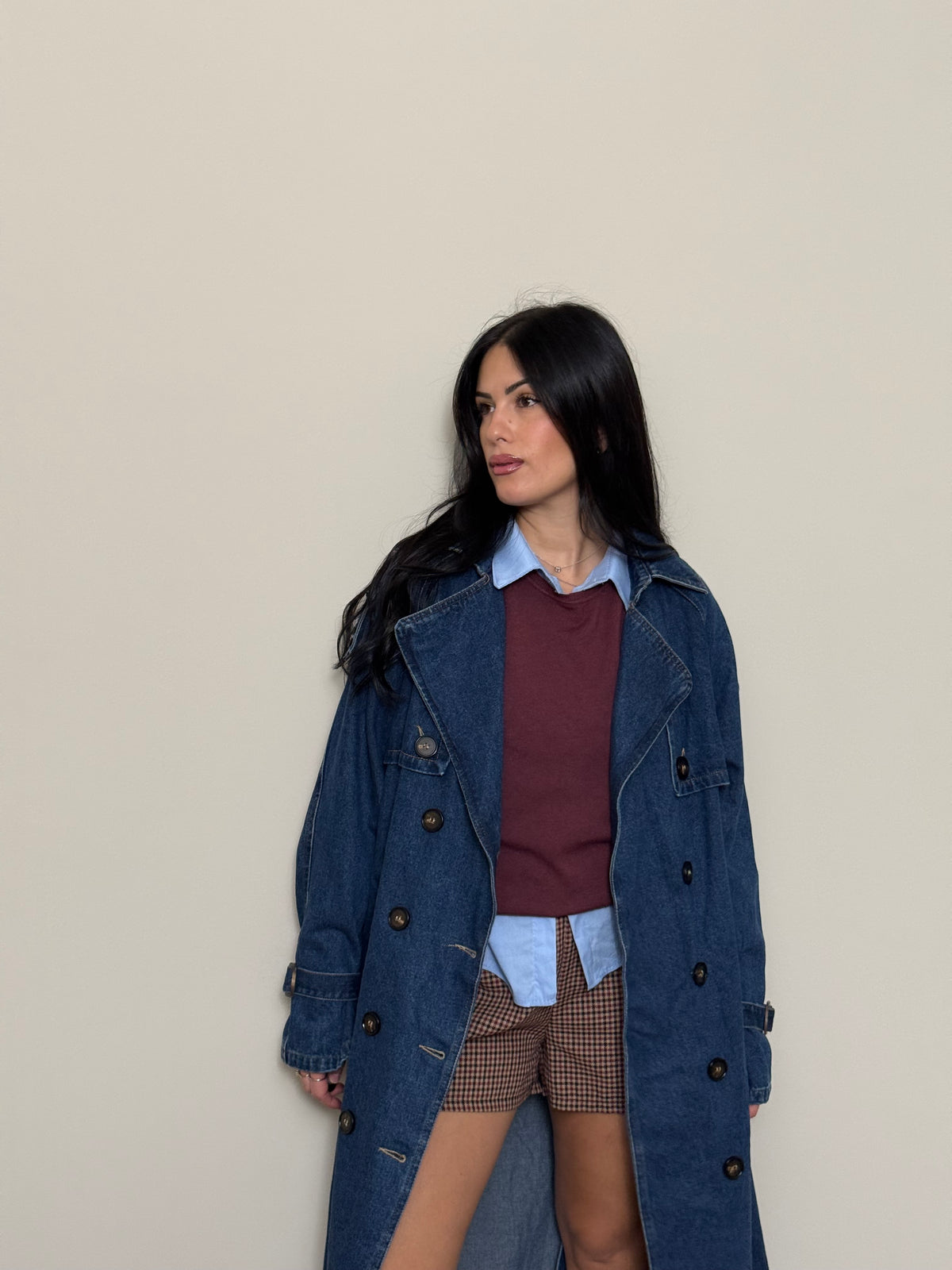 Trench lungo di jeans