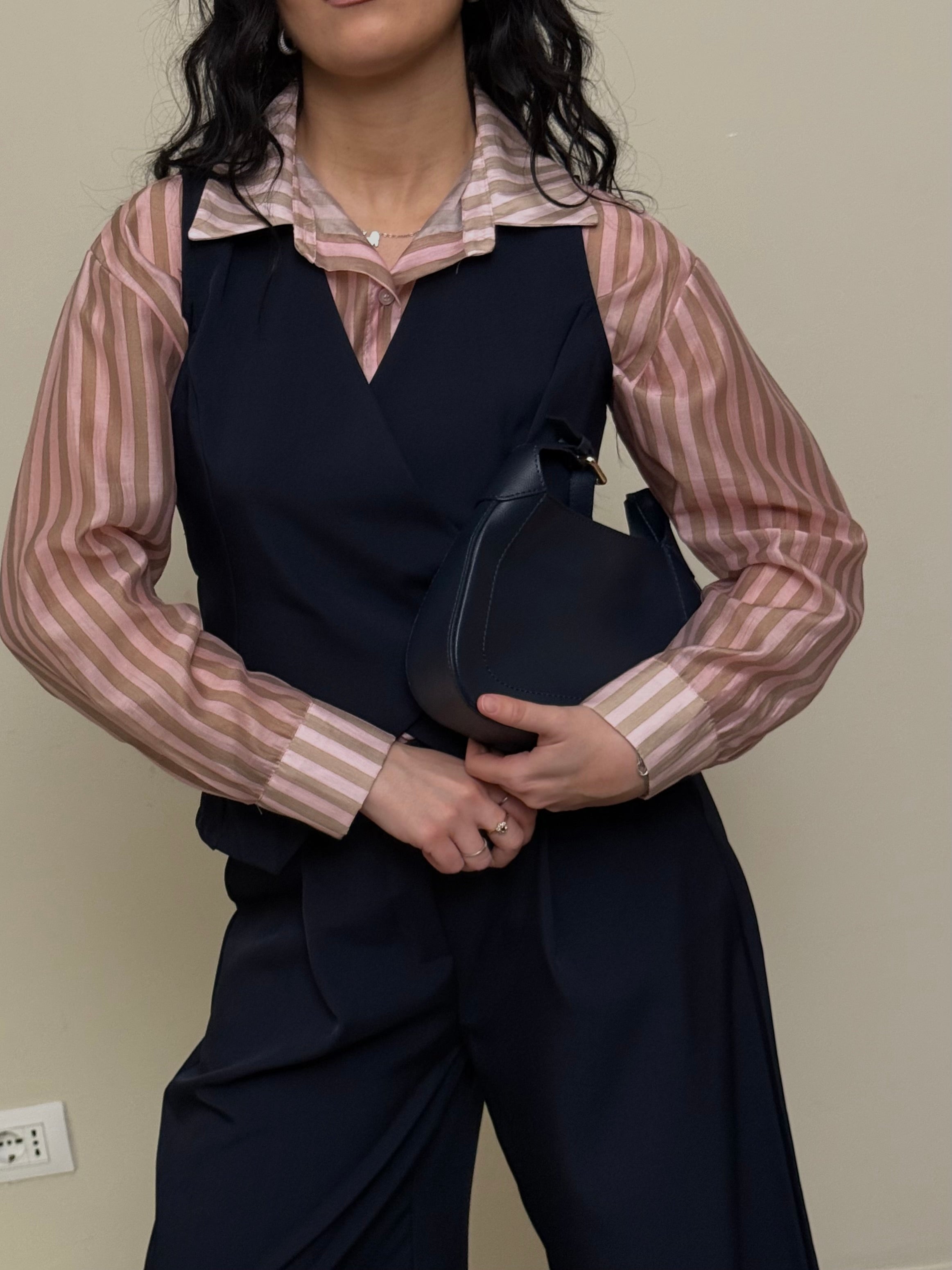 Camicia a righe rosa caldo