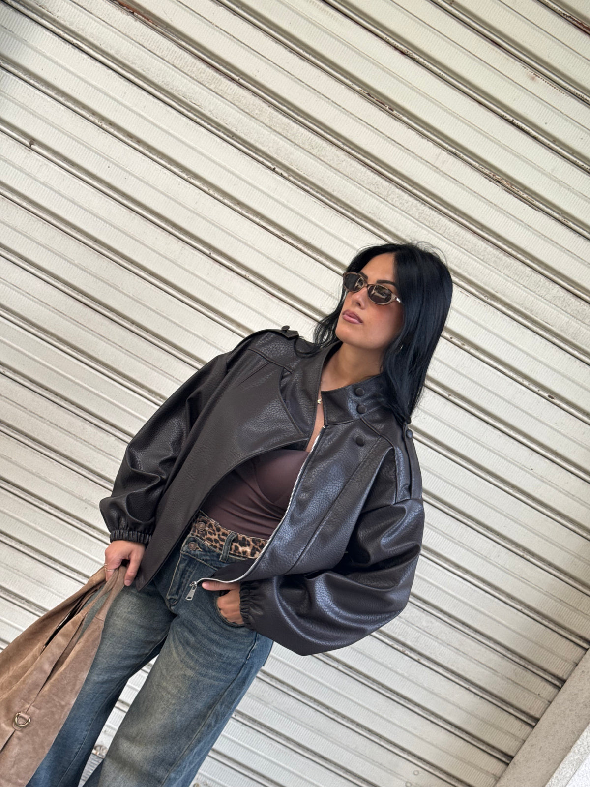 Bomber ecopelle testa di moro
