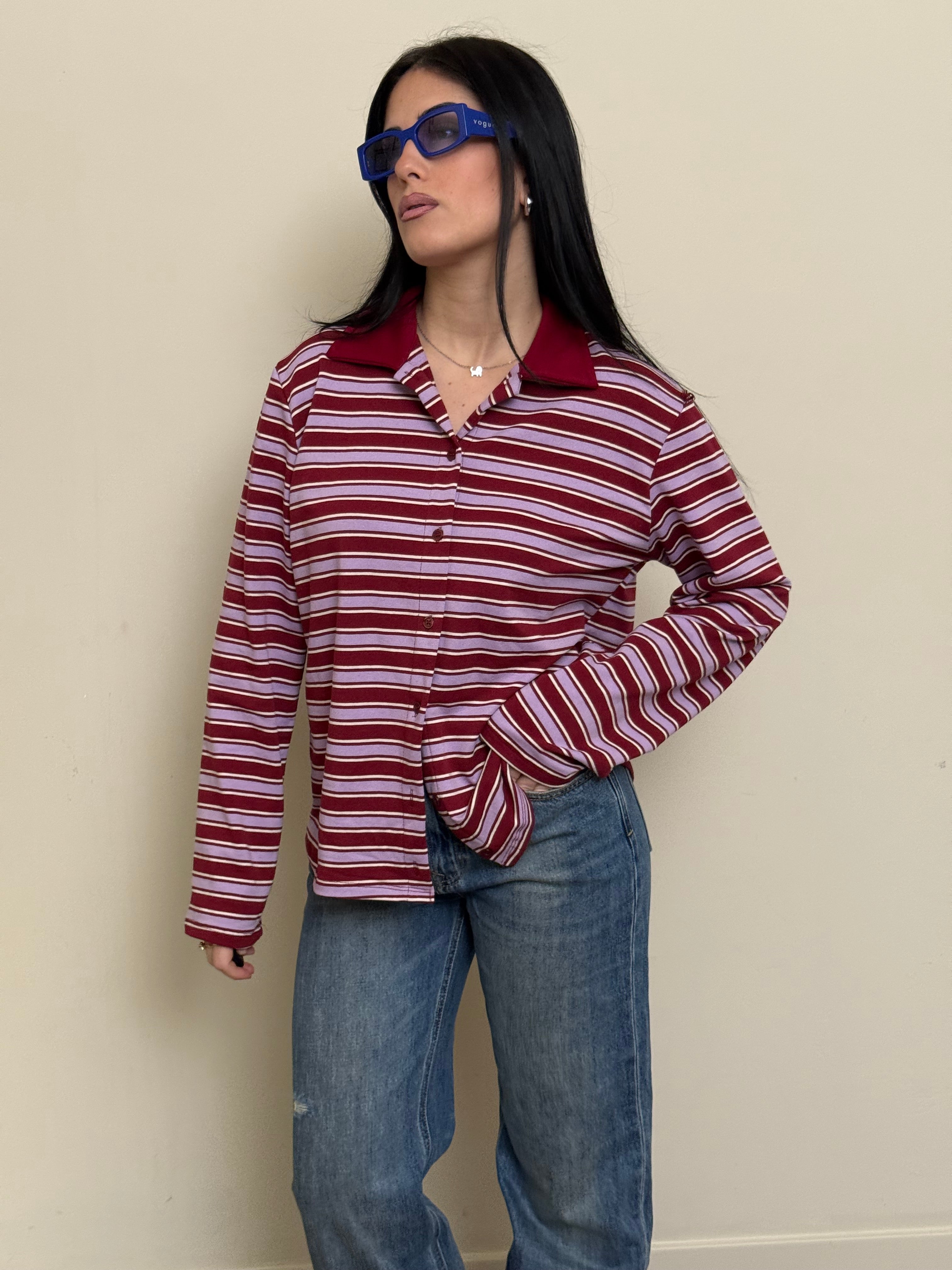 Polo bottoni a righe love