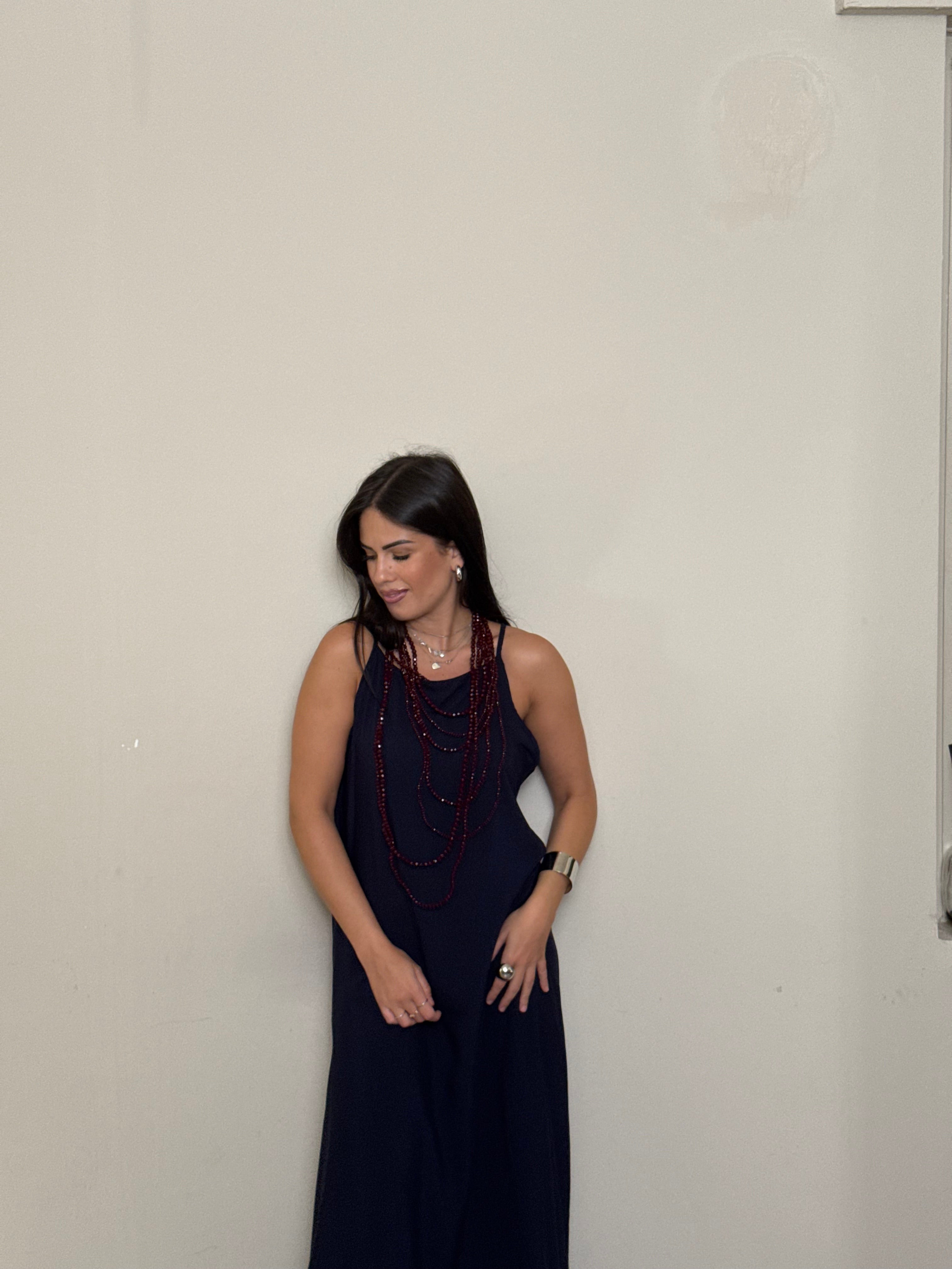 Abito basic viscosa blu