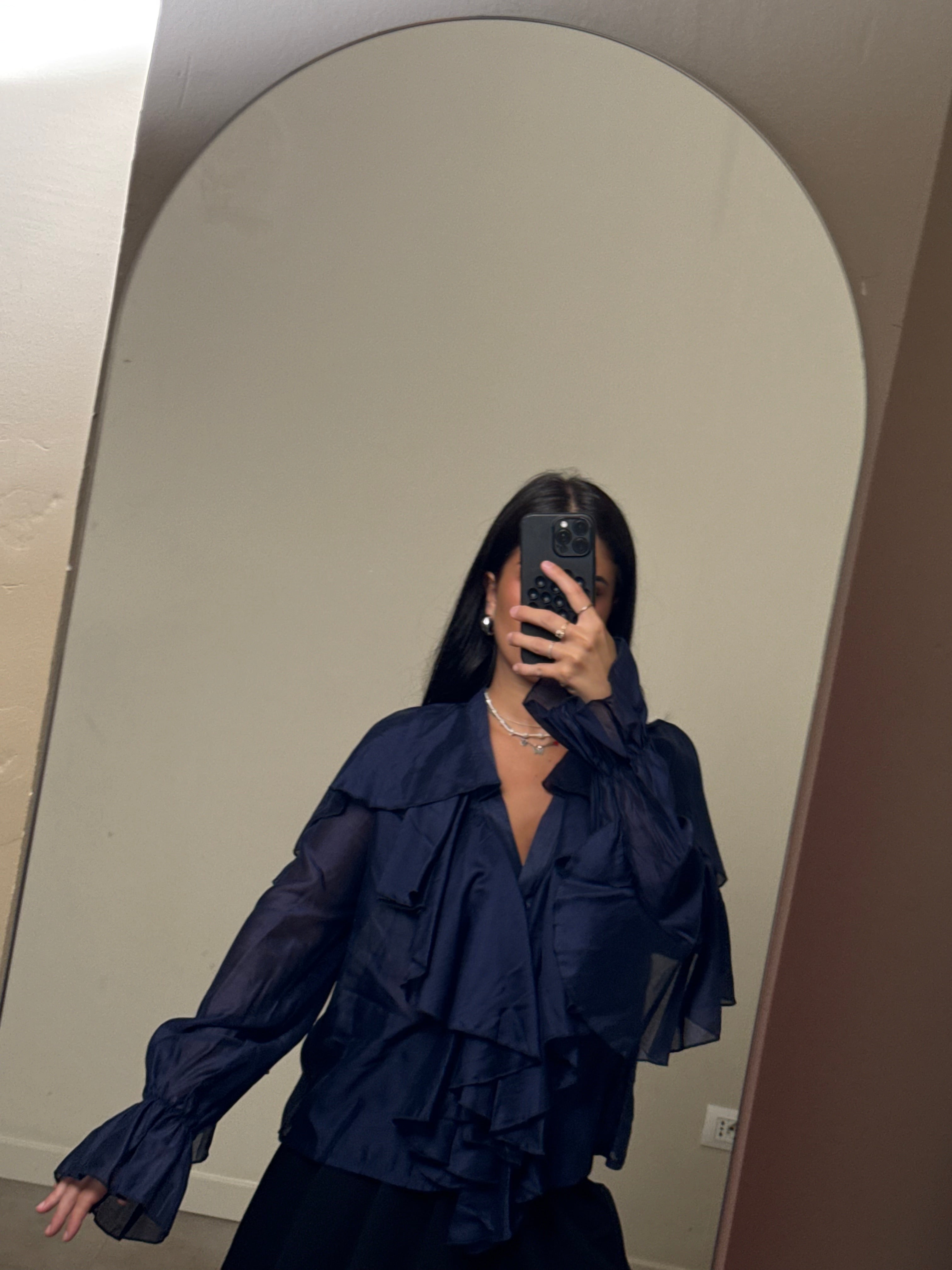 Camicia a balze blu