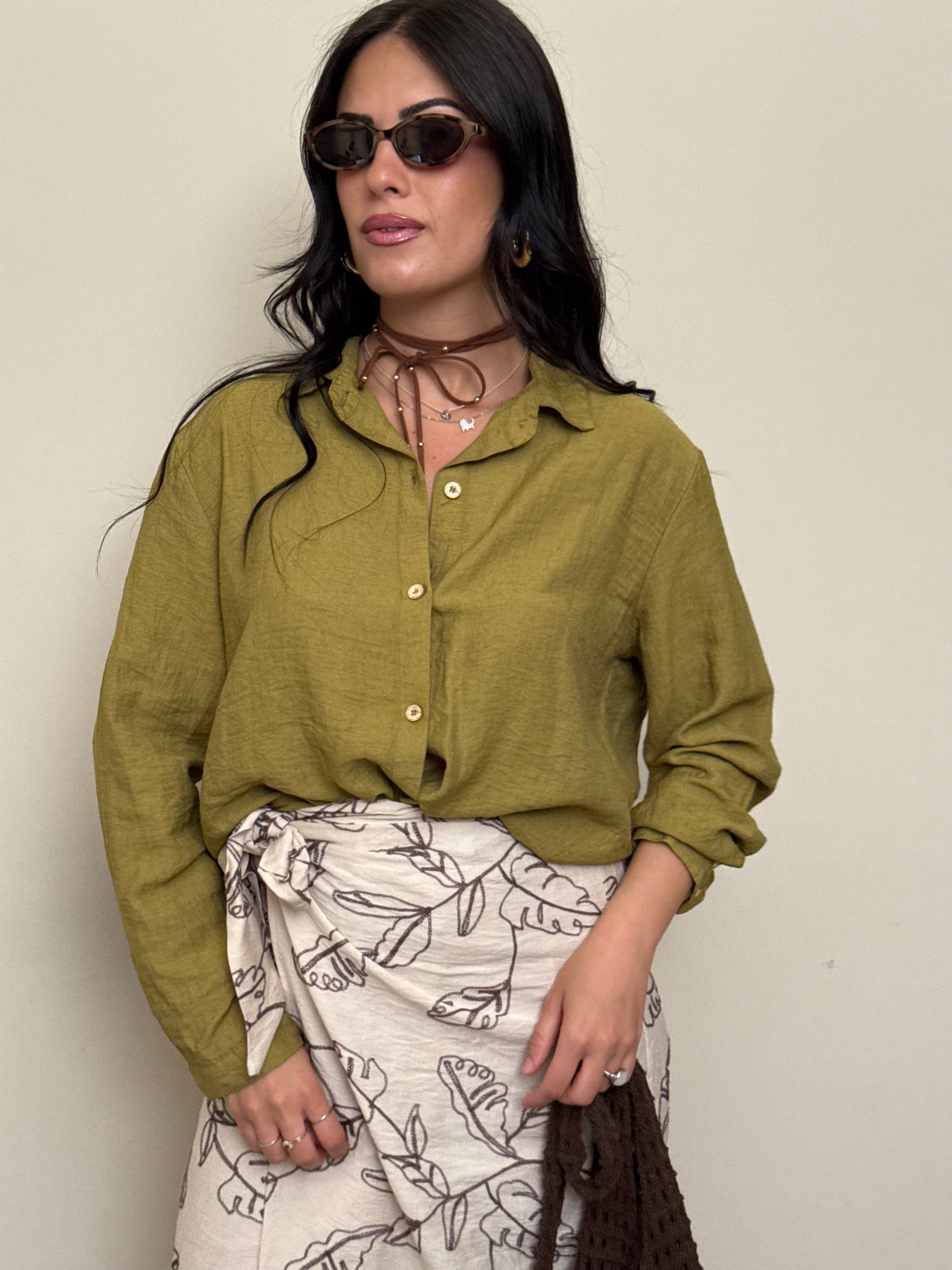 Camicia tencel e lino olio