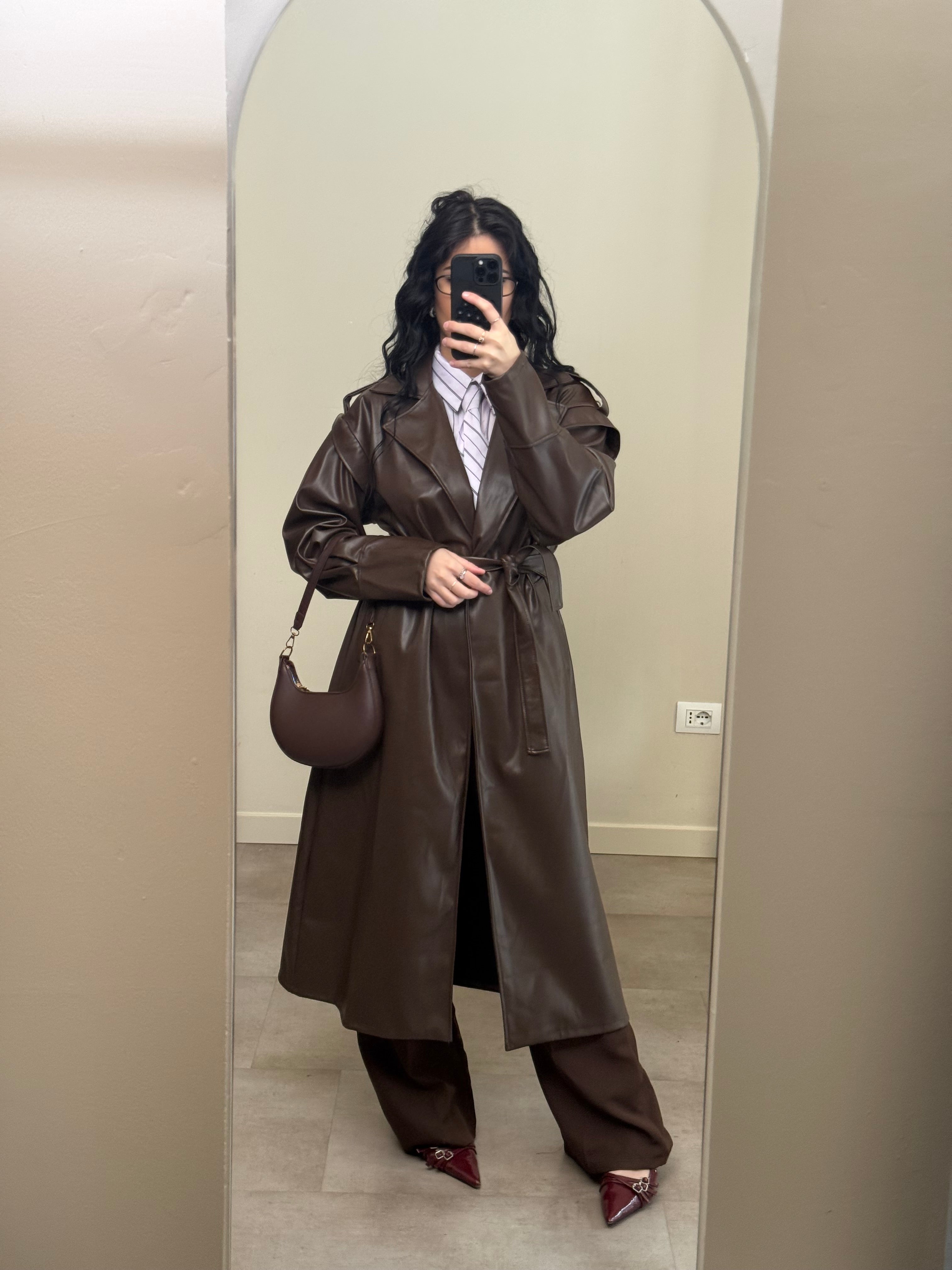 Trench ecopelle cioccolato