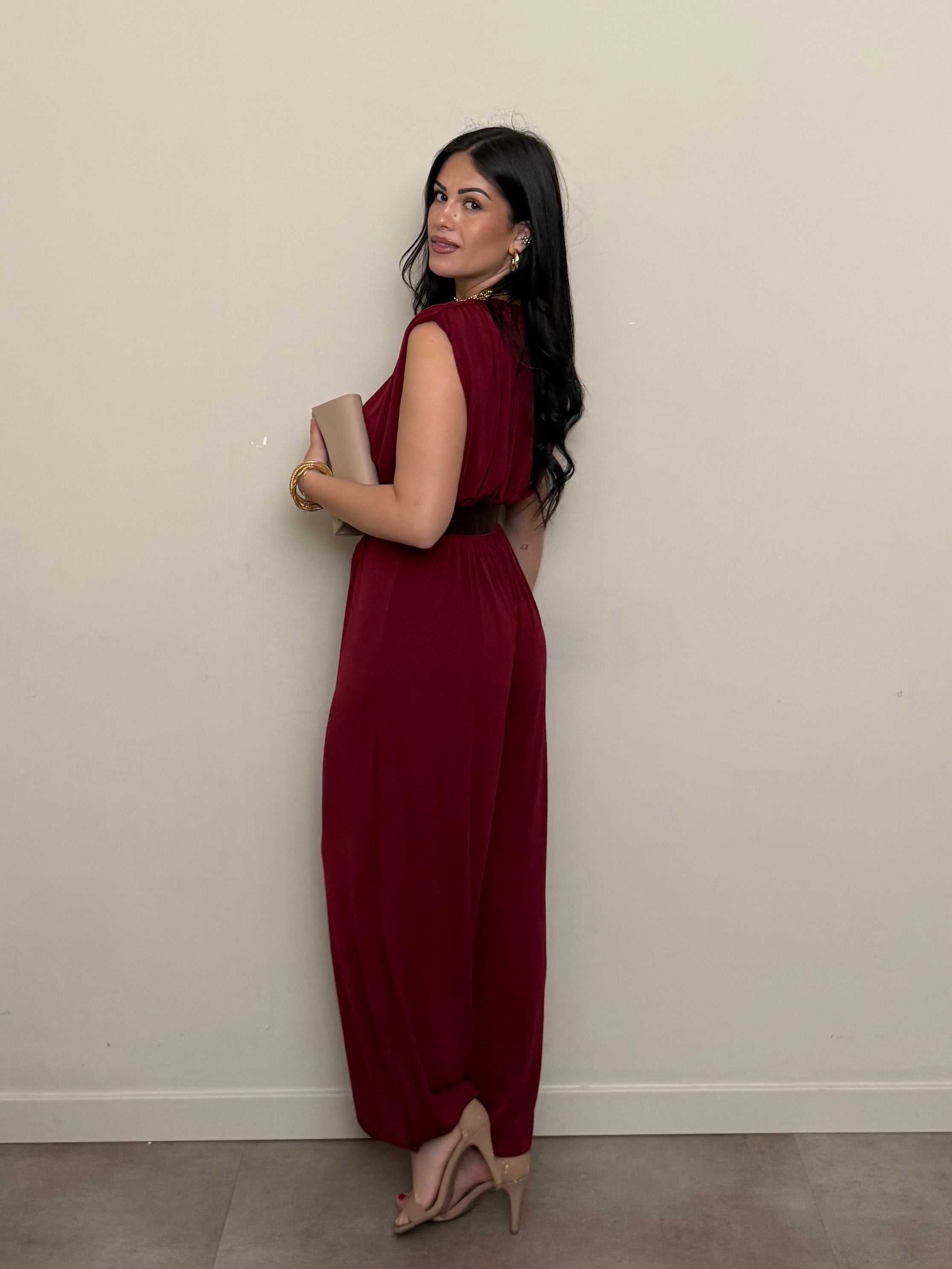 Jumpsuit spalline bordeaux