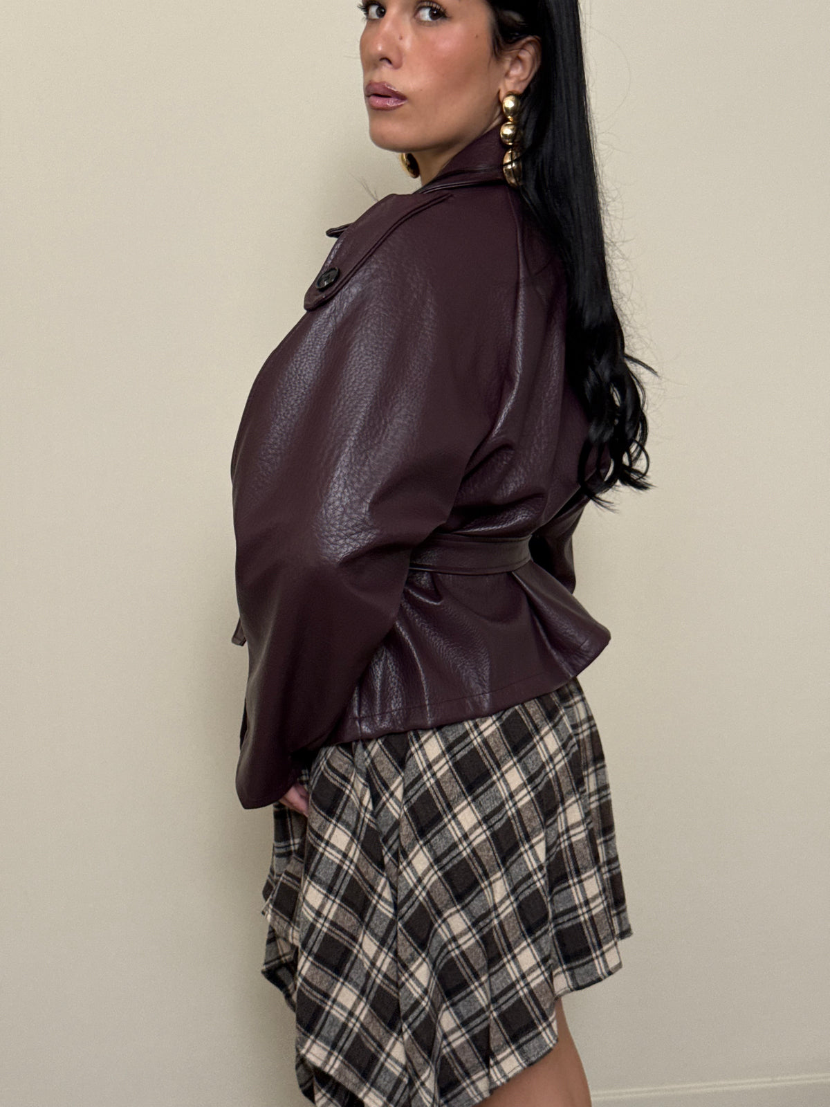 Giacca ecopelle bordeaux