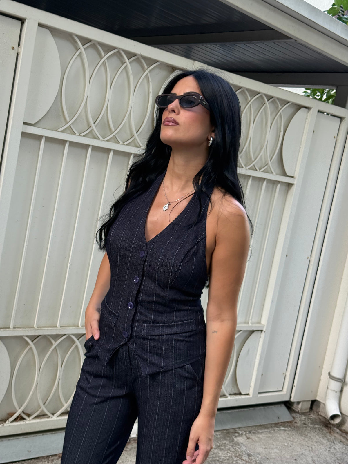 Coordinato gilet gessato