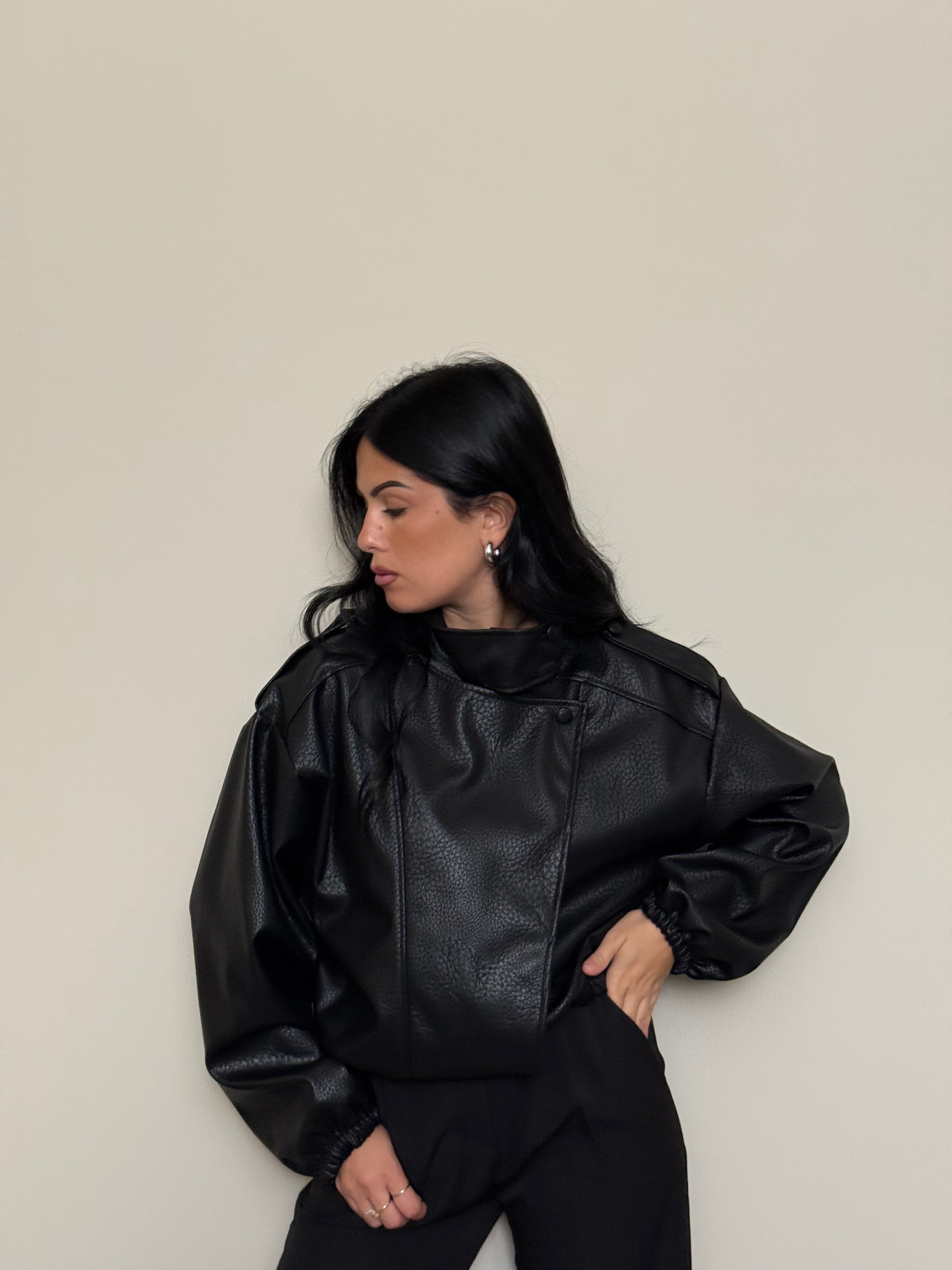 Bomber ecopelle nero