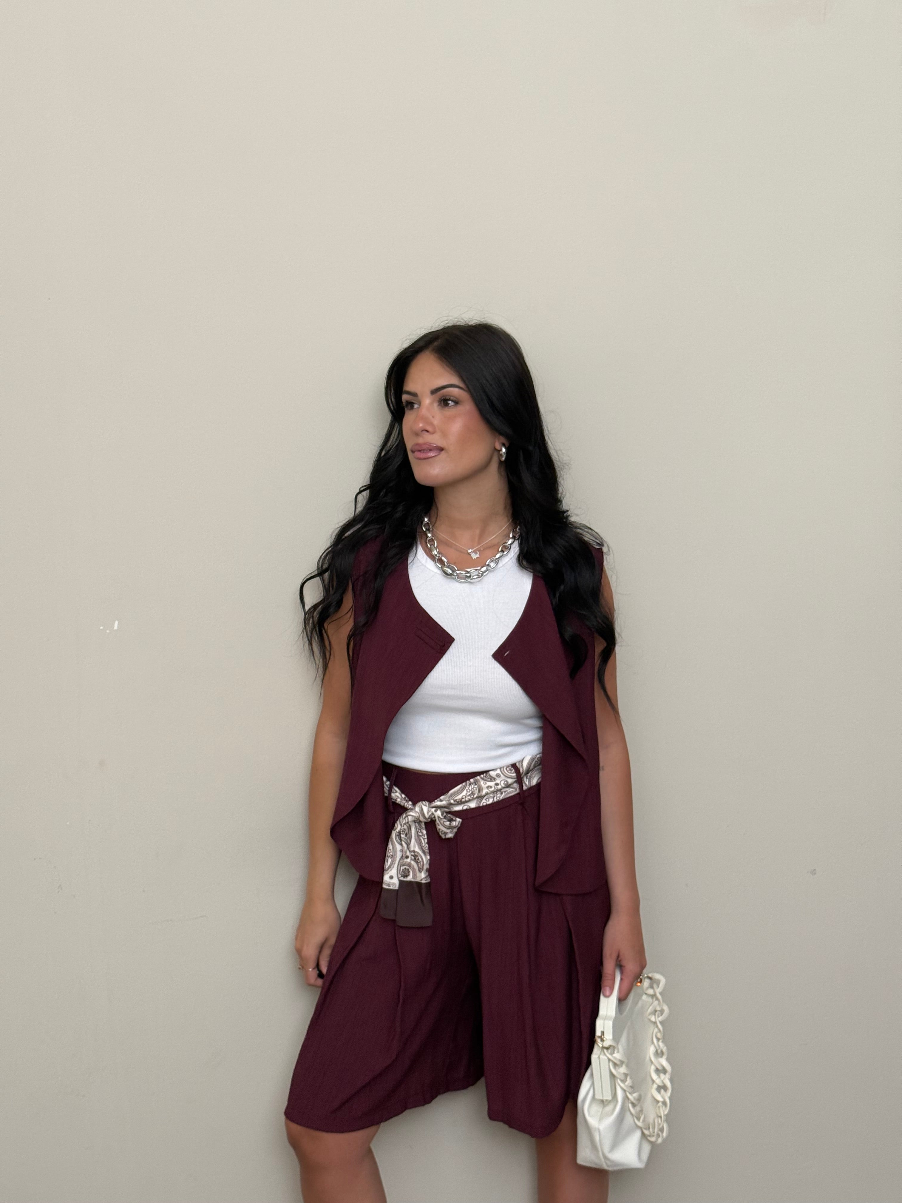 Coordinato bermuda bordeaux
