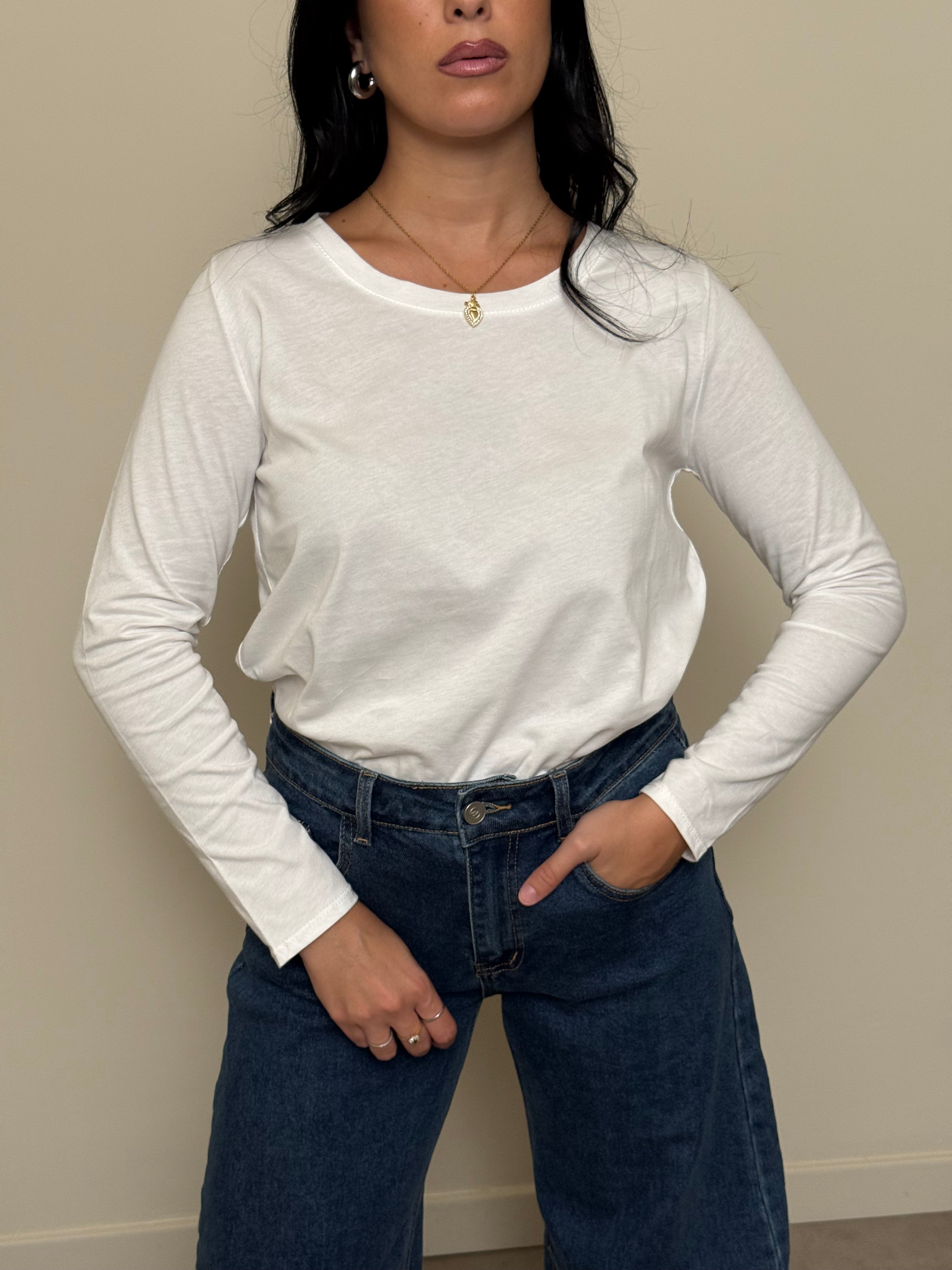 Maglia basic slim bianco freddo