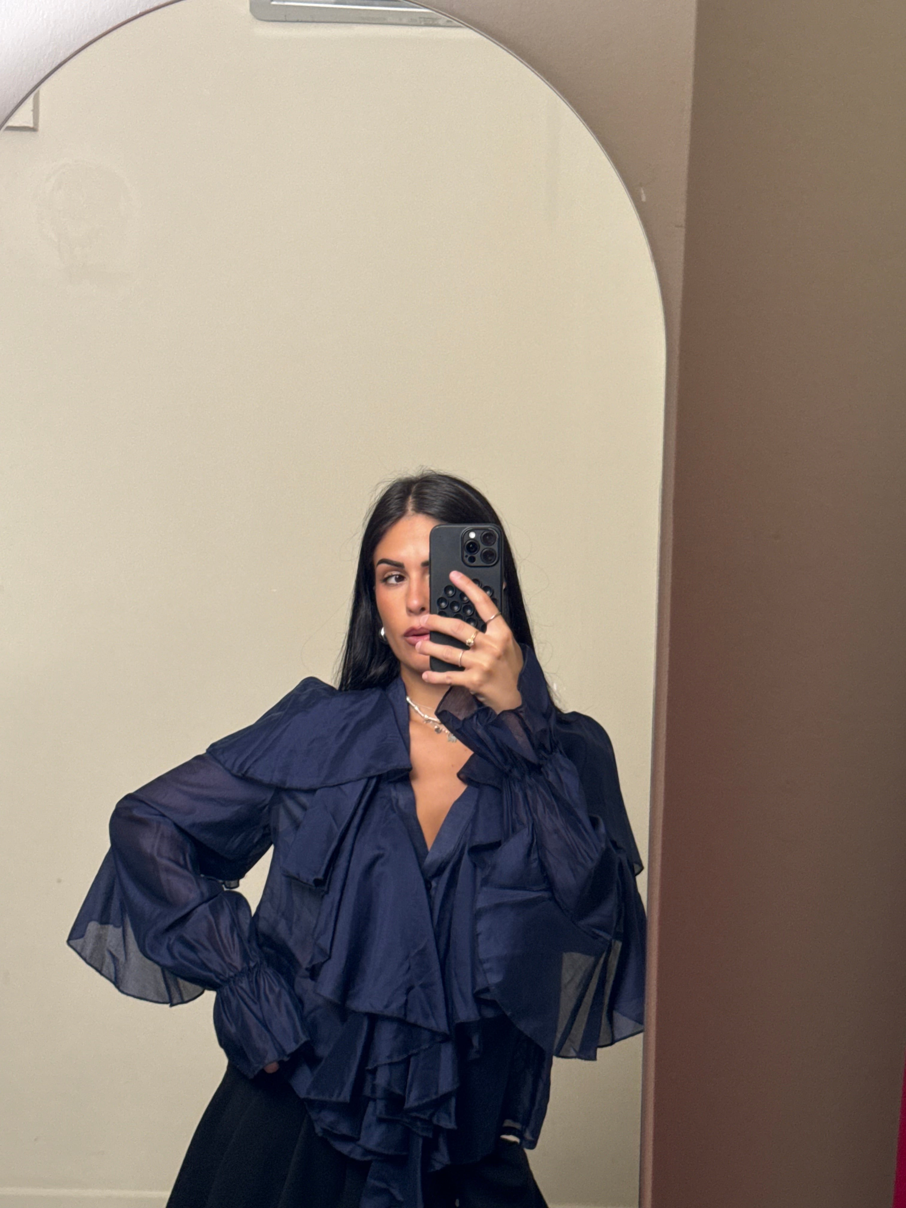 Camicia a balze blu