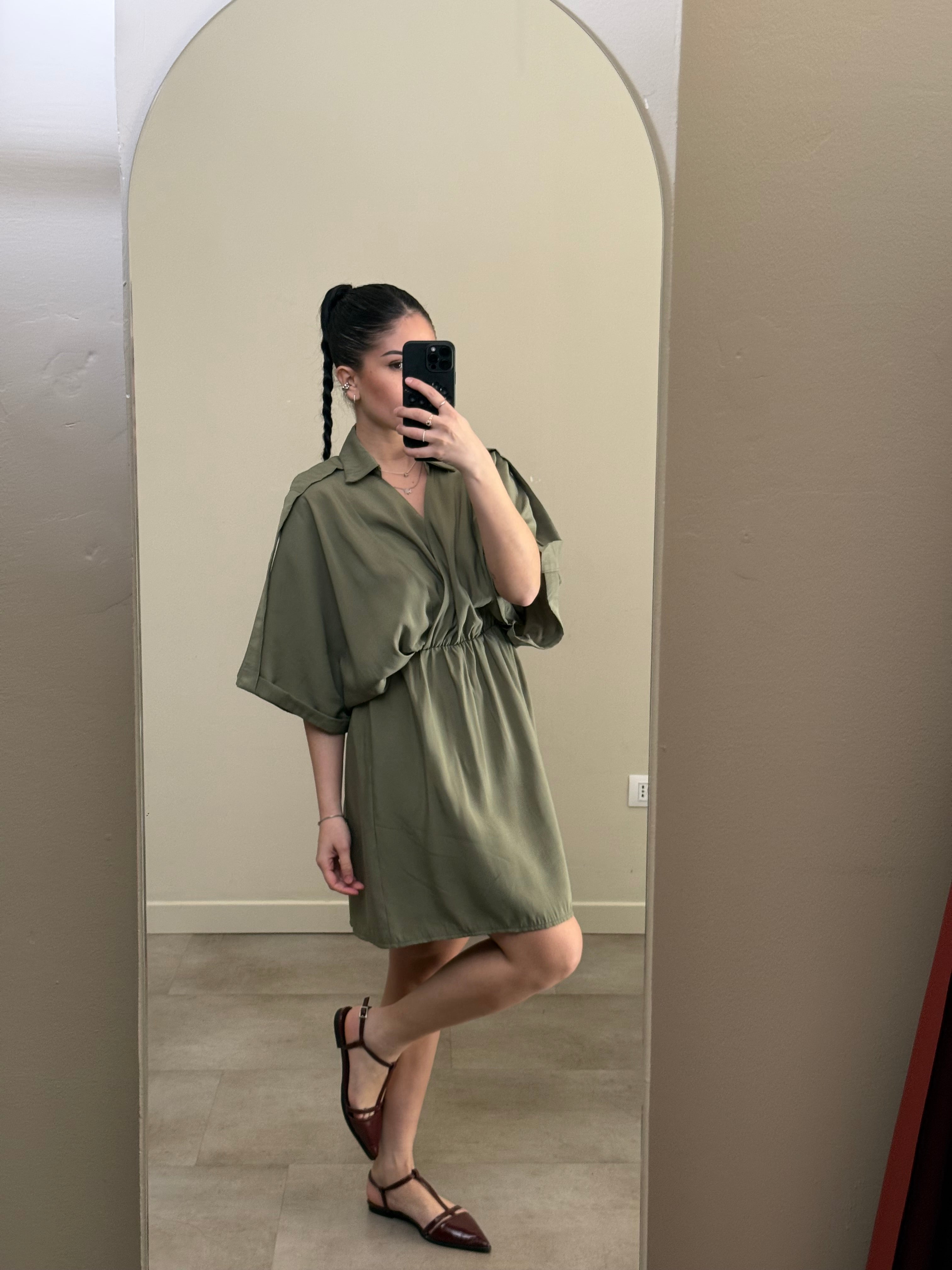 Dress viscosa verde oliva