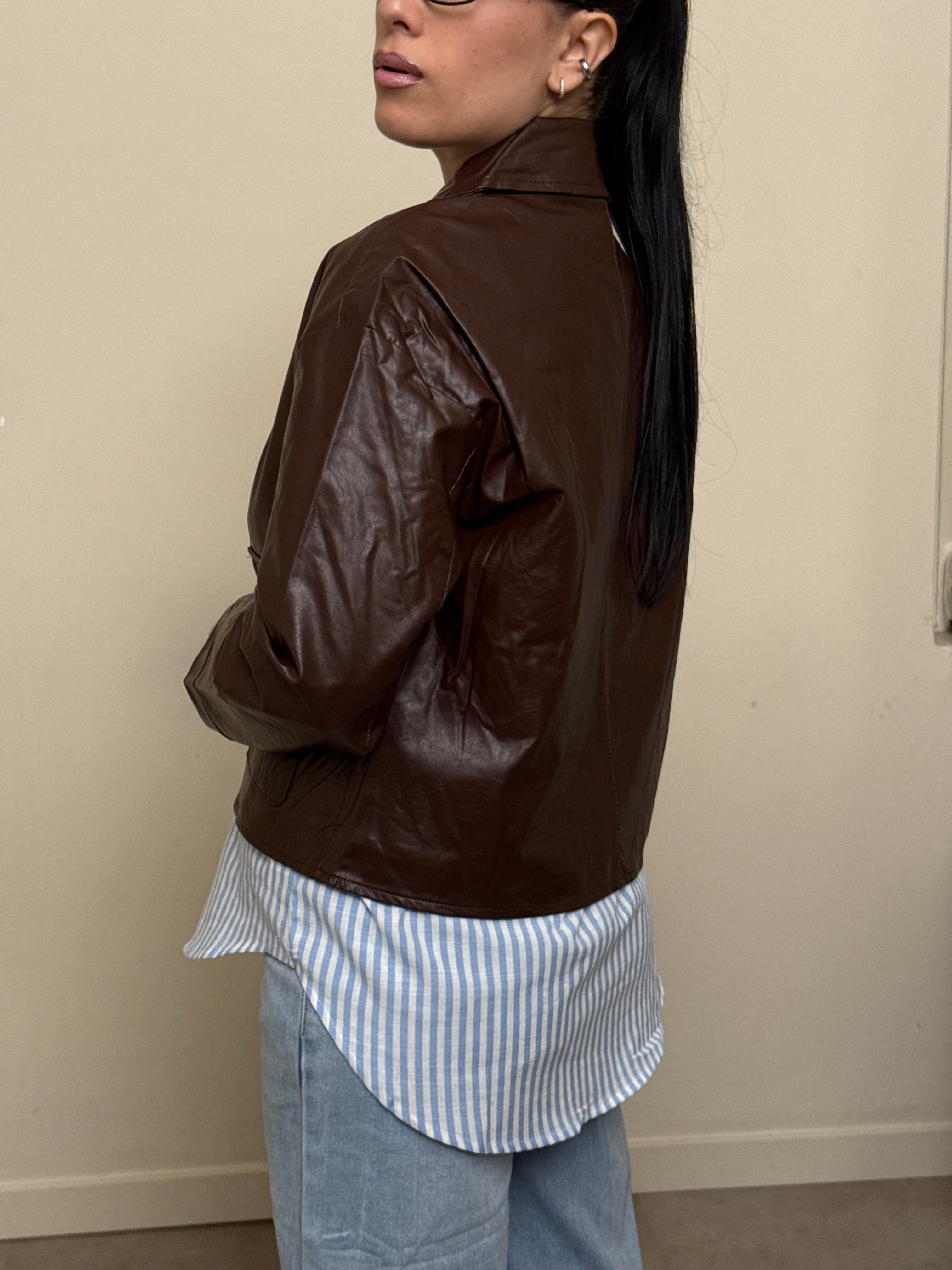 Giacca ecopelle cioccolato