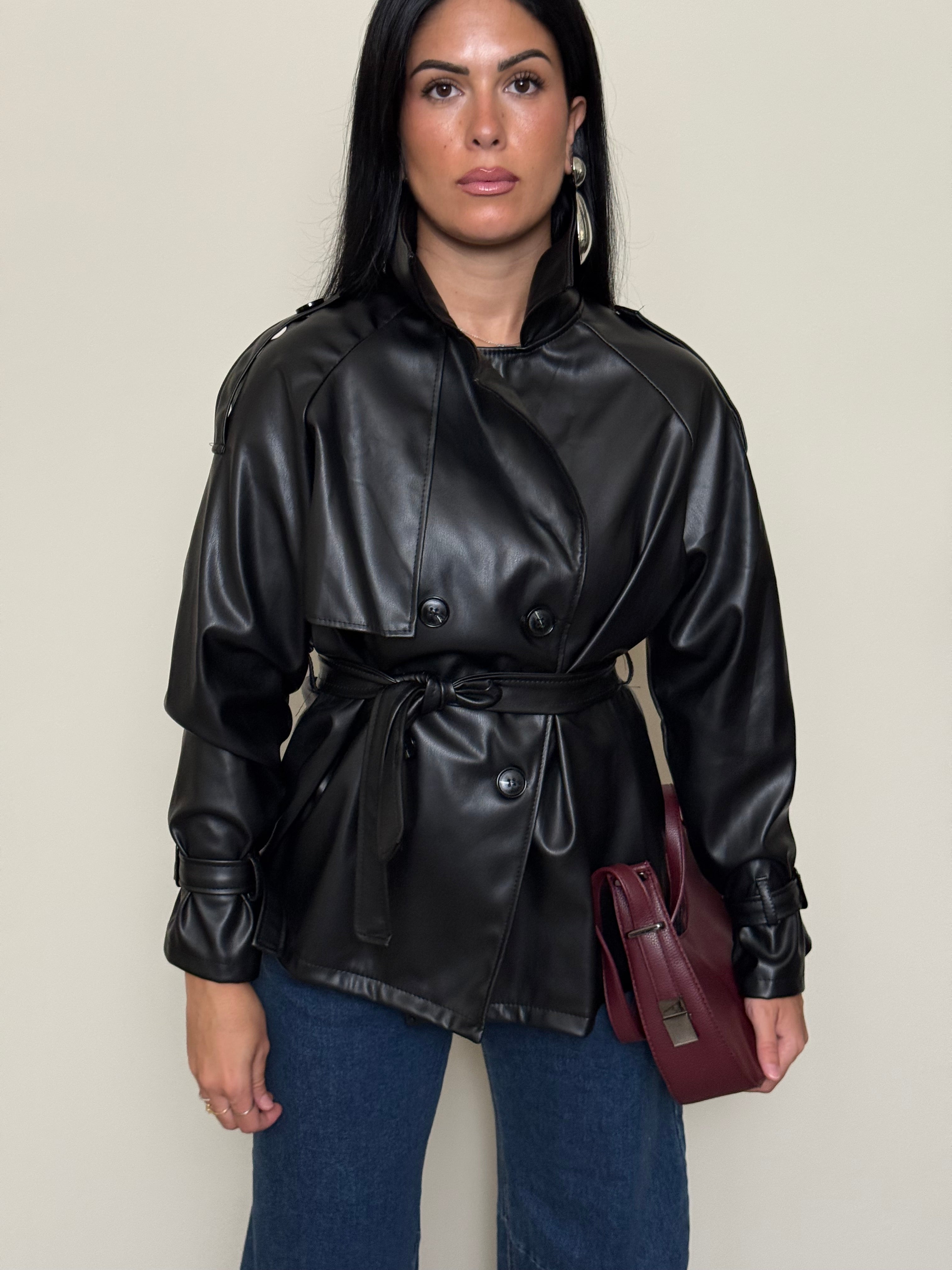 Trench ecopelle nero