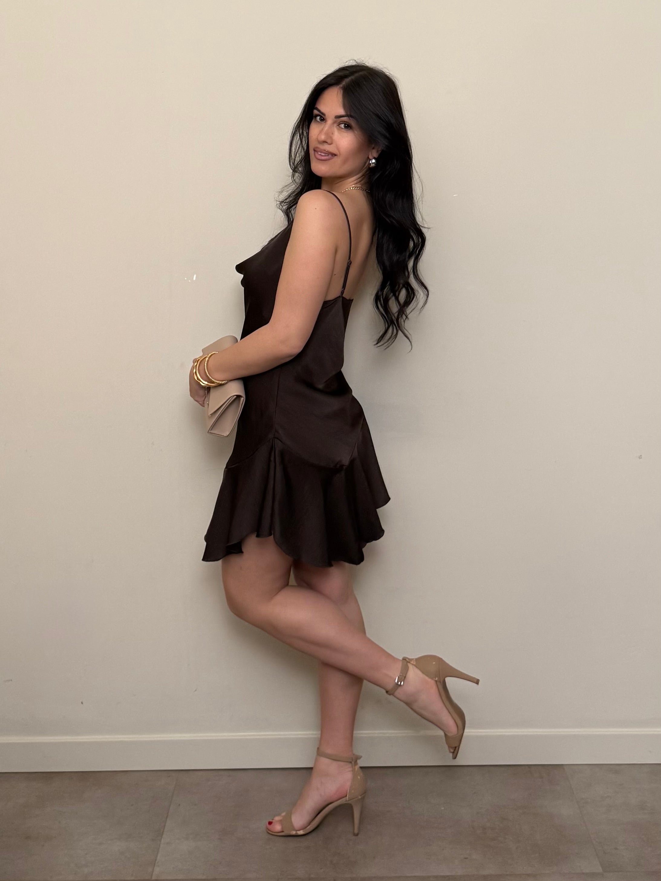 Mini dress satinato cioccolato