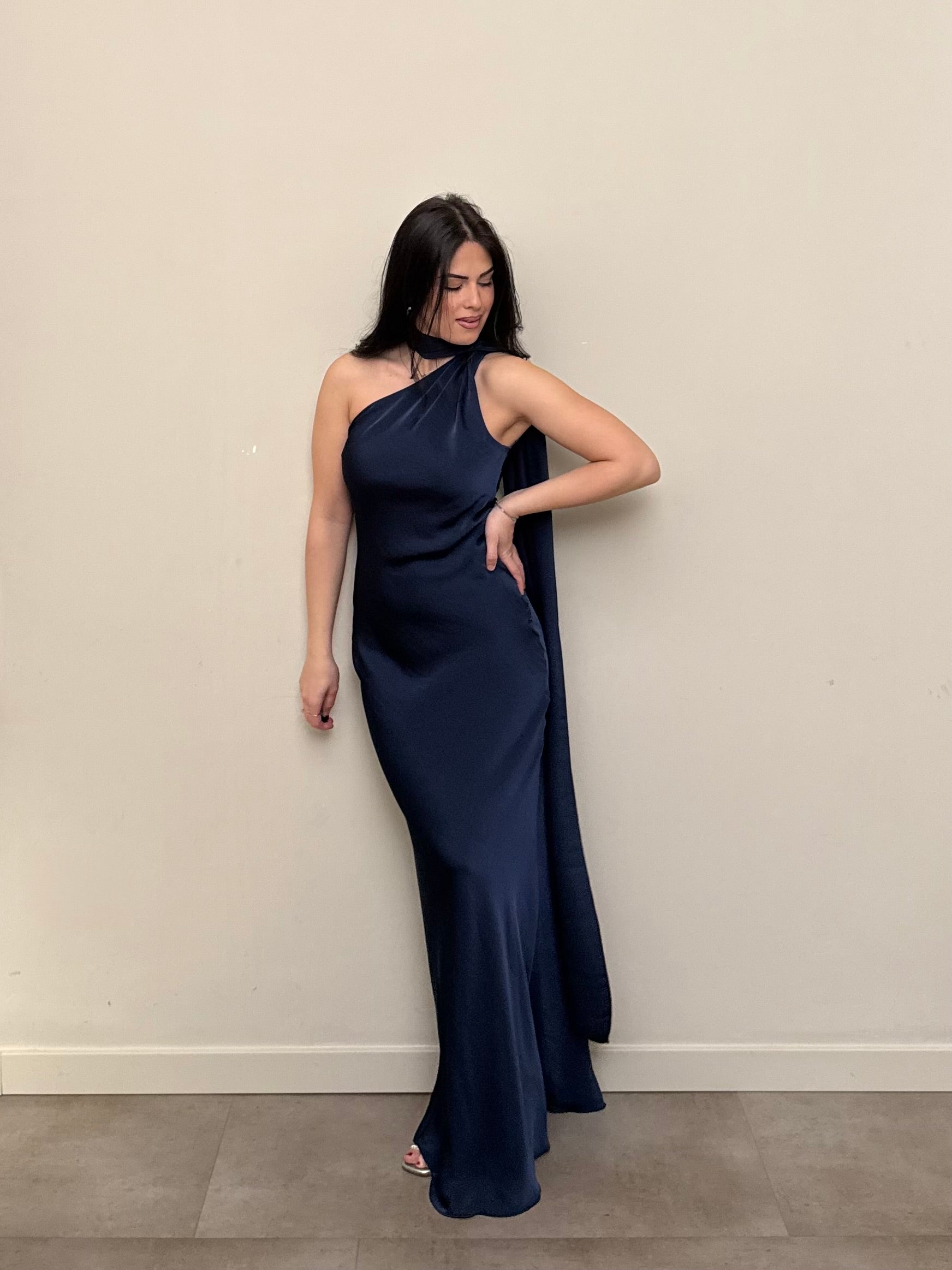 Long dress blu
