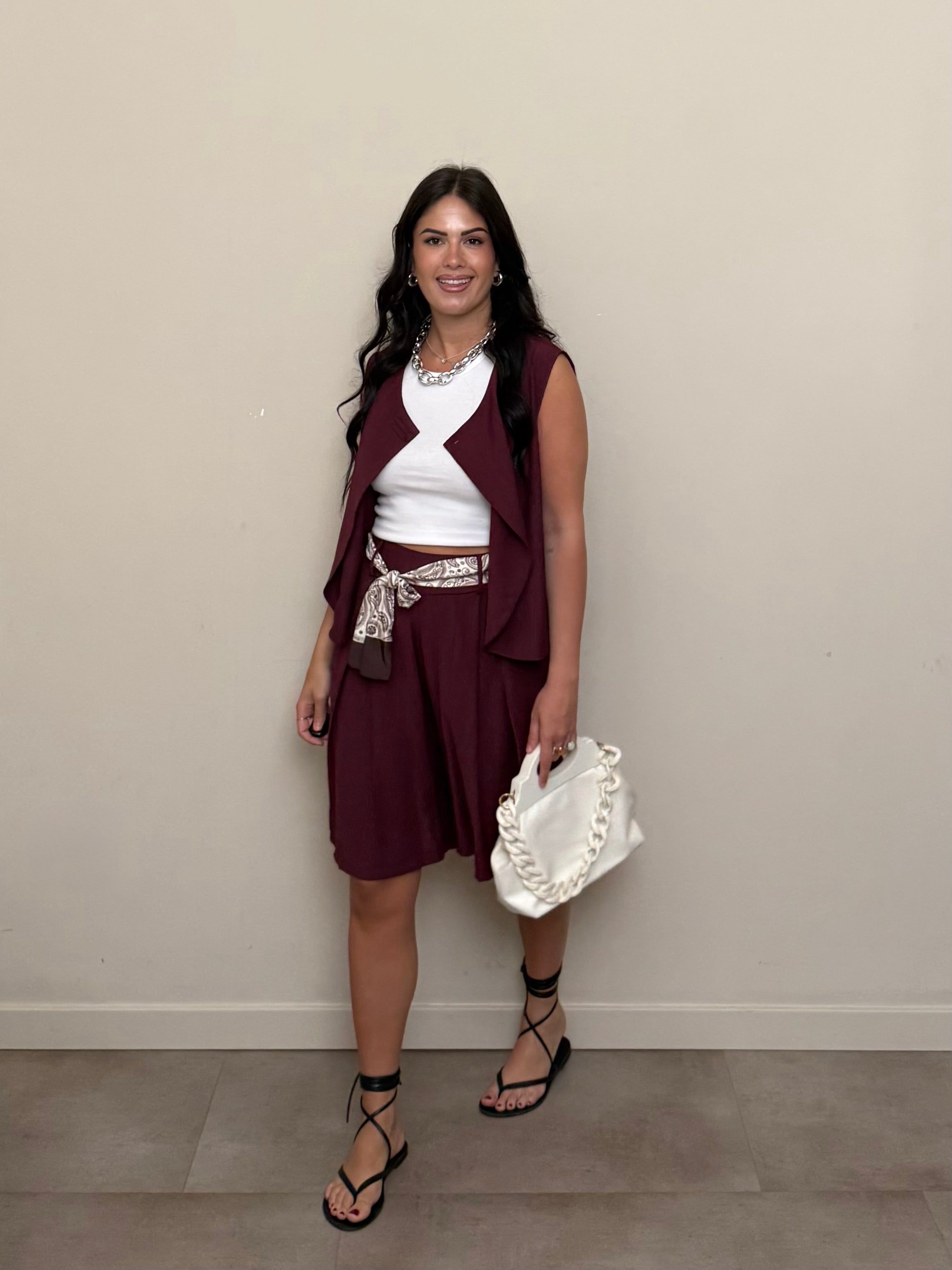 Coordinato bermuda bordeaux