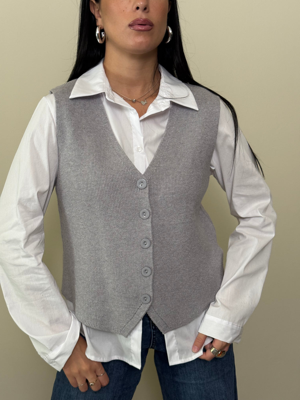 Gilet viscosa grigio