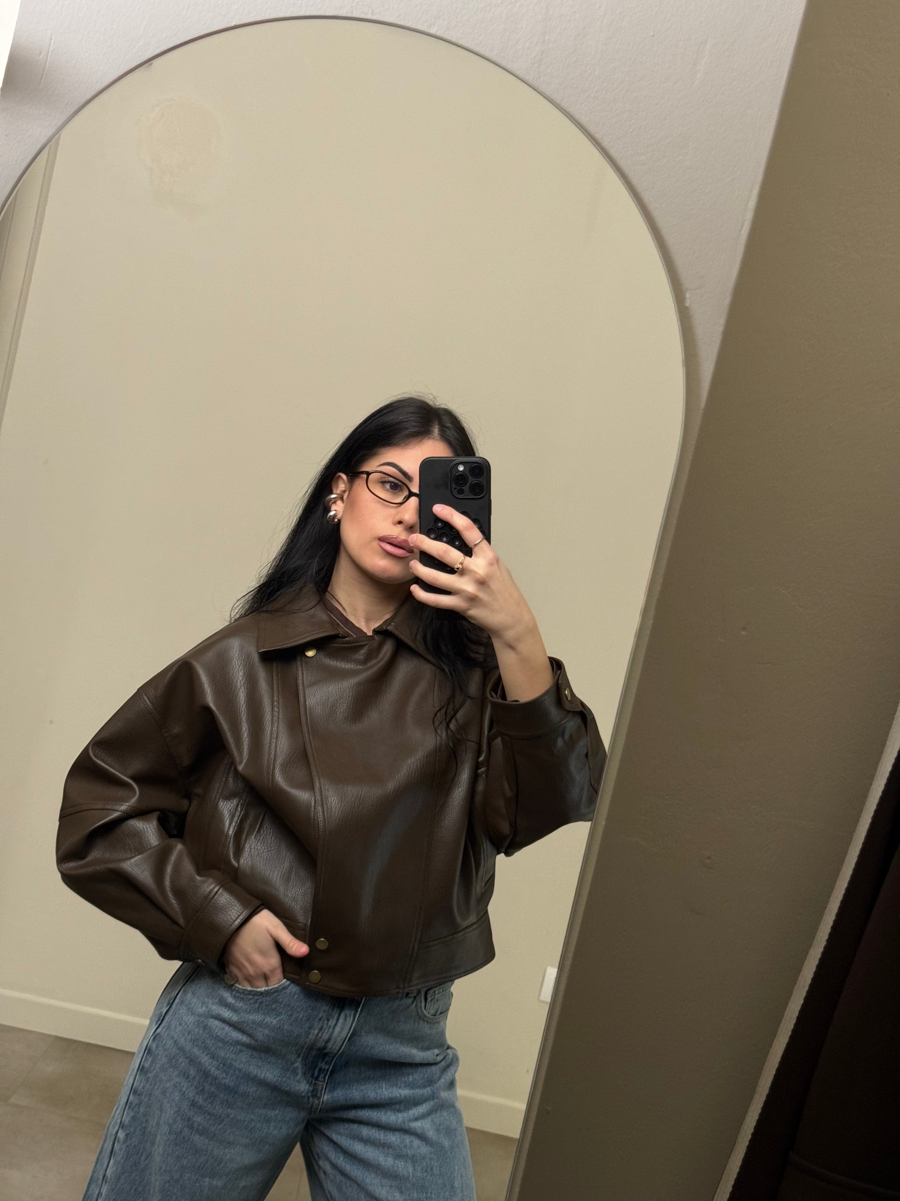 Bomber cioccolato ecopelle