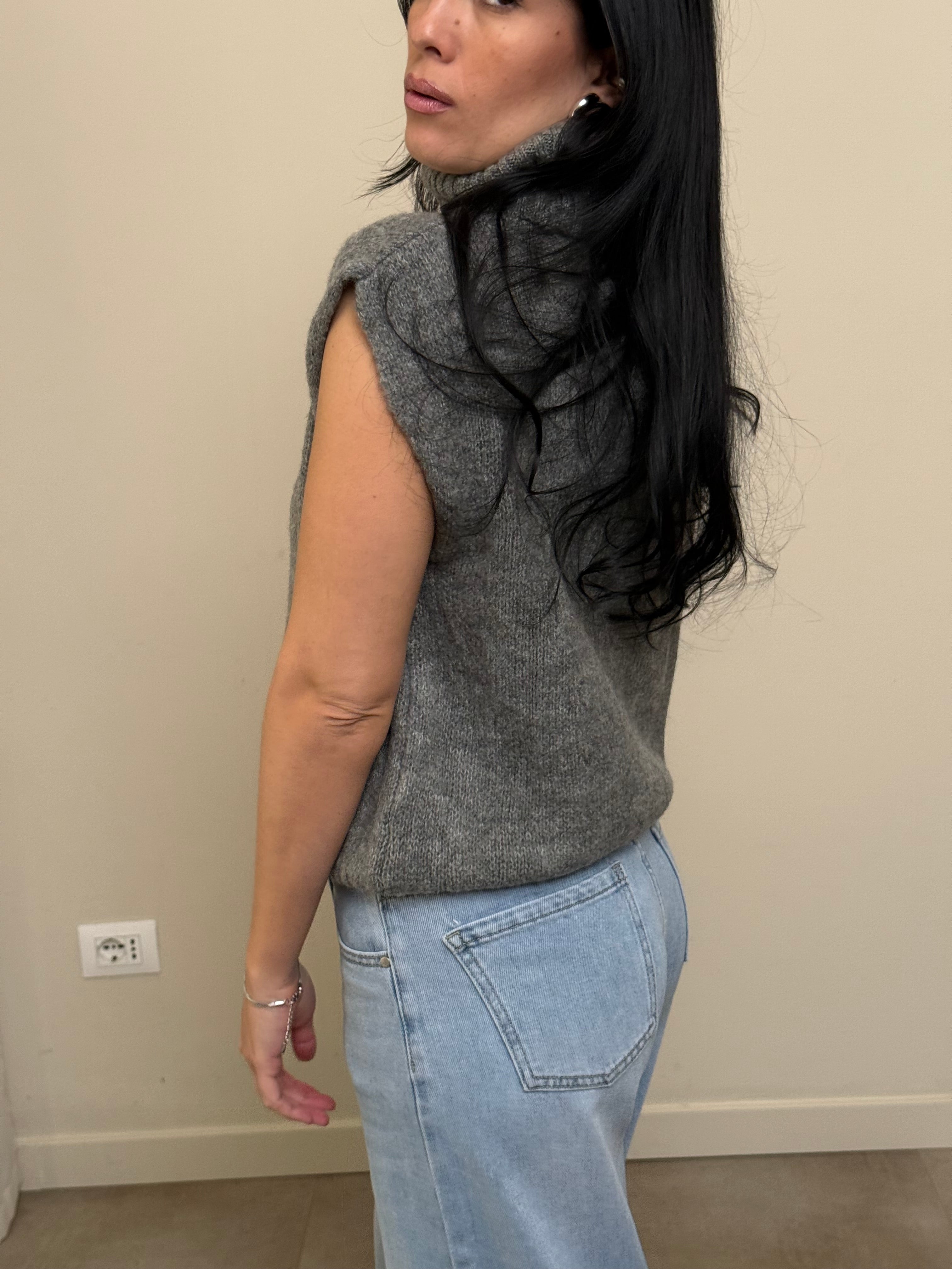 Gilet collo alto lana e alpaca