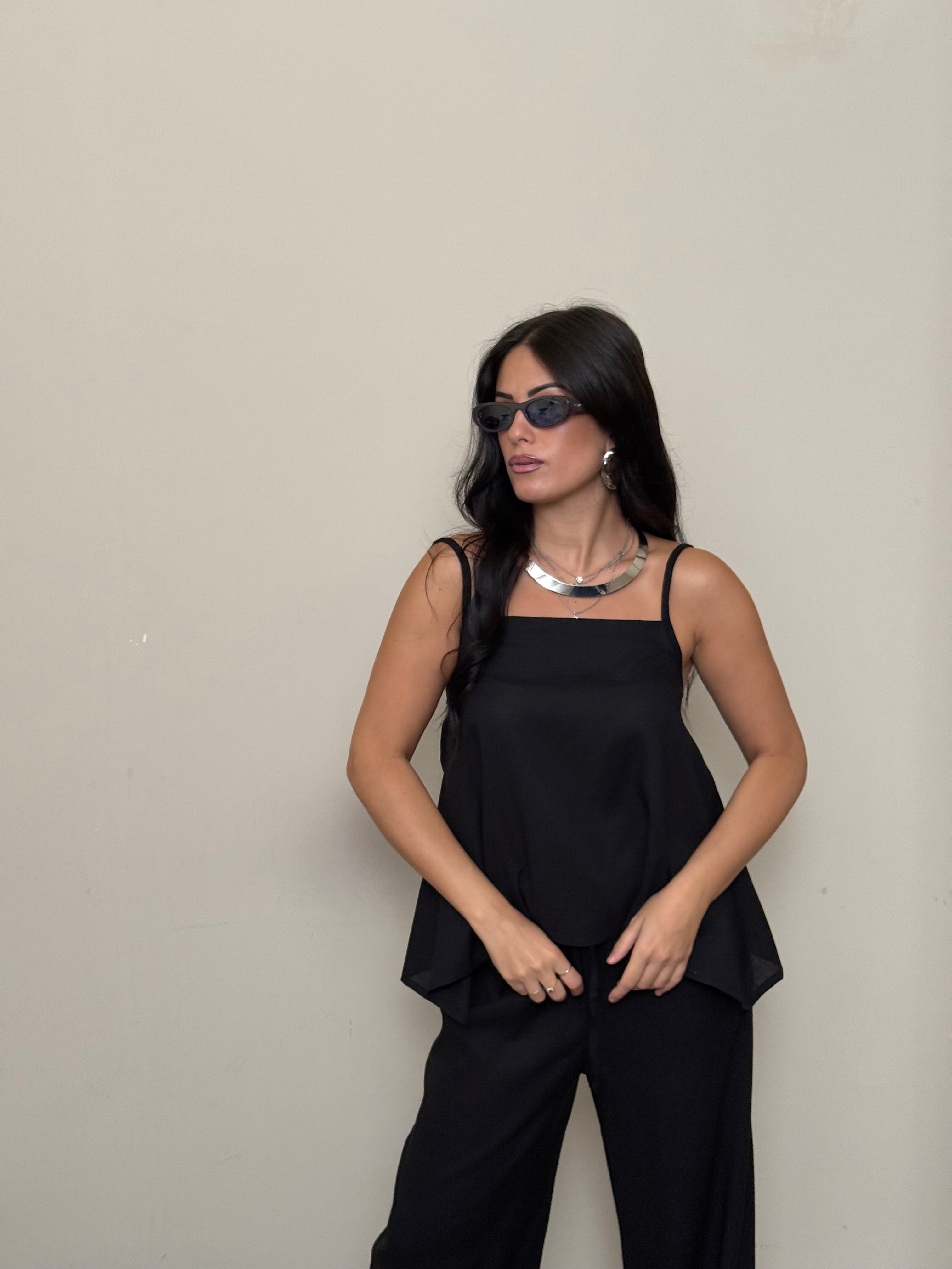 Coordinato lino e viscosa nero