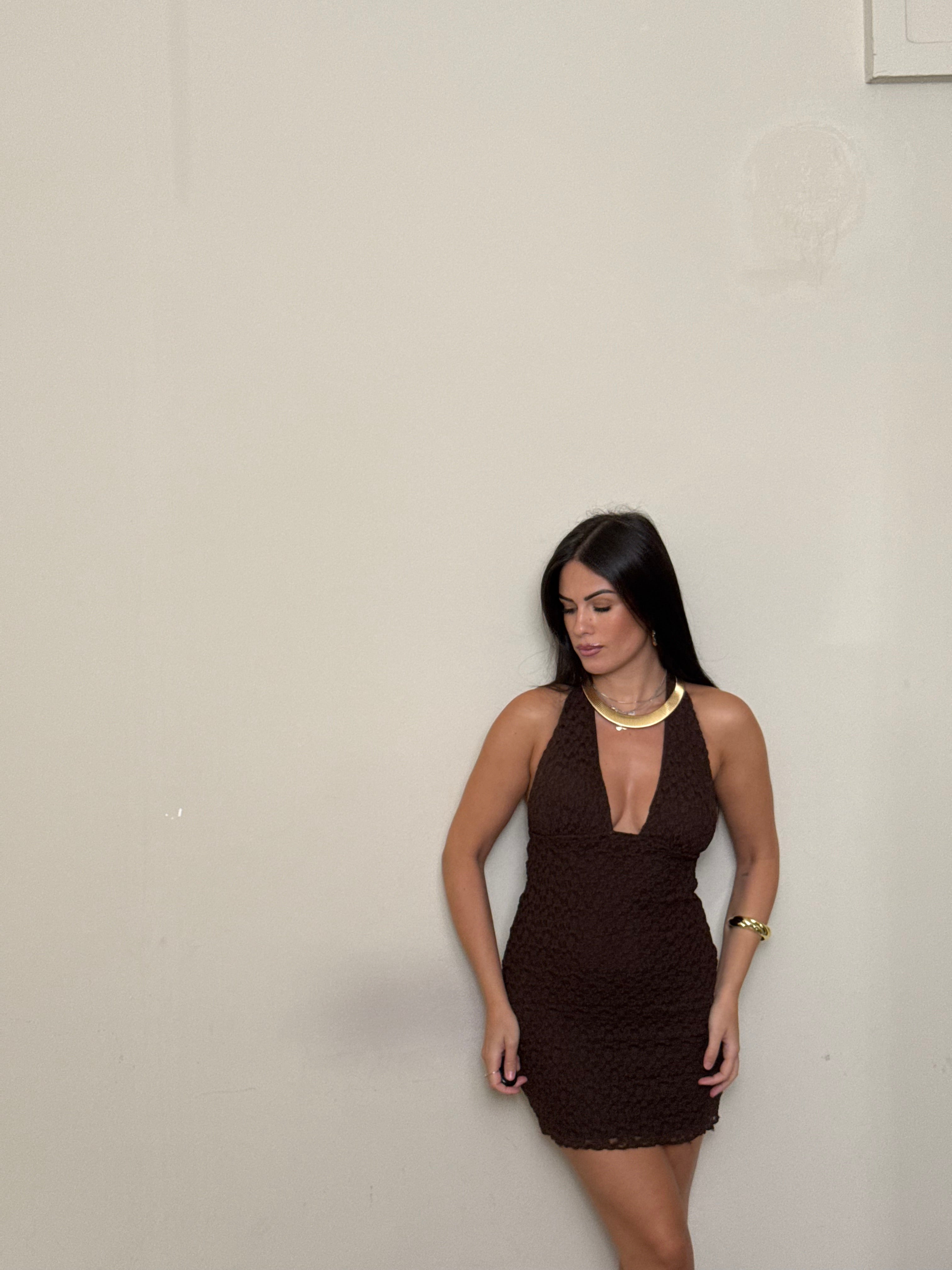 Mini dress pizzo cioccolato