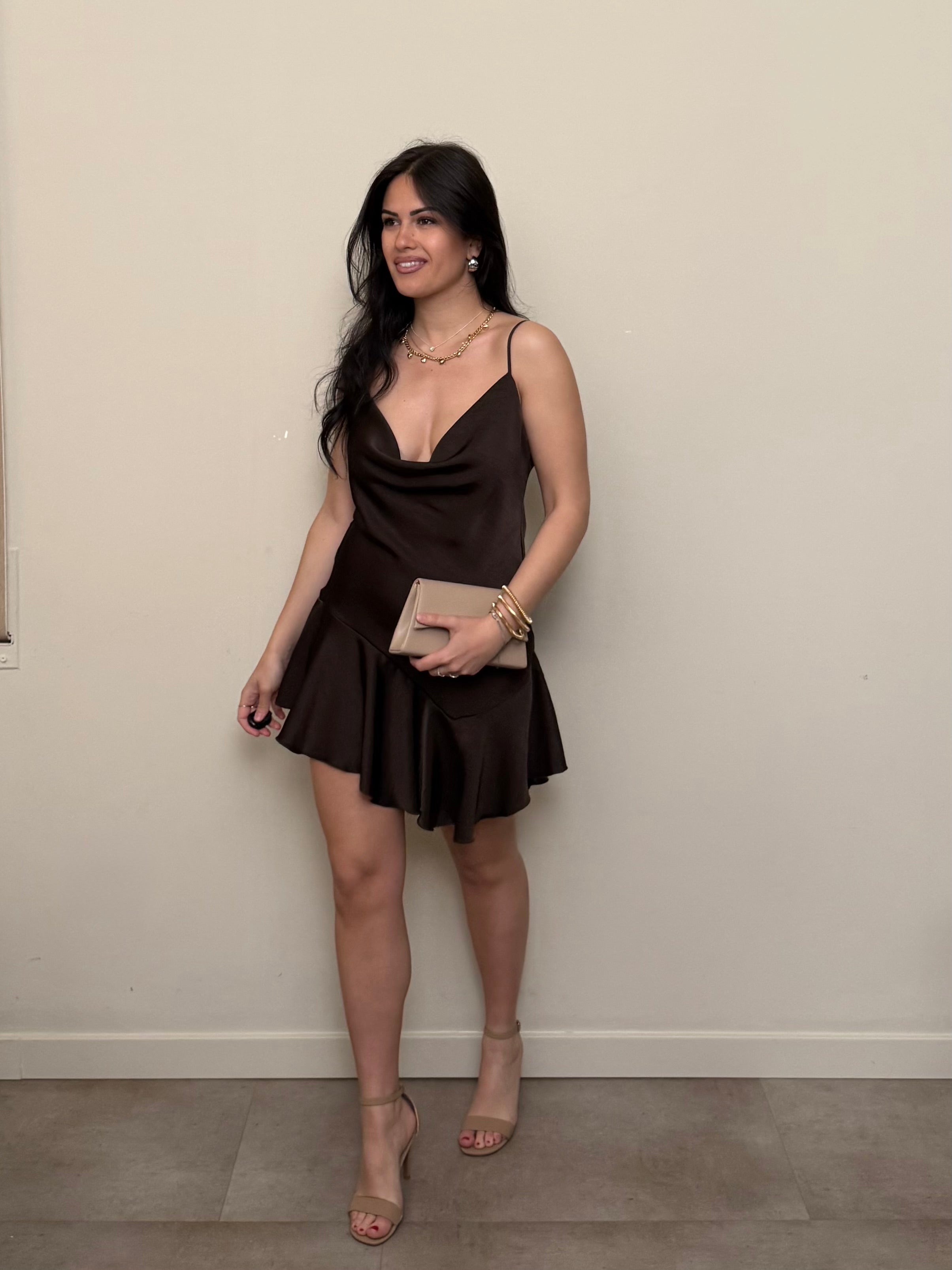 Mini dress satinato cioccolato