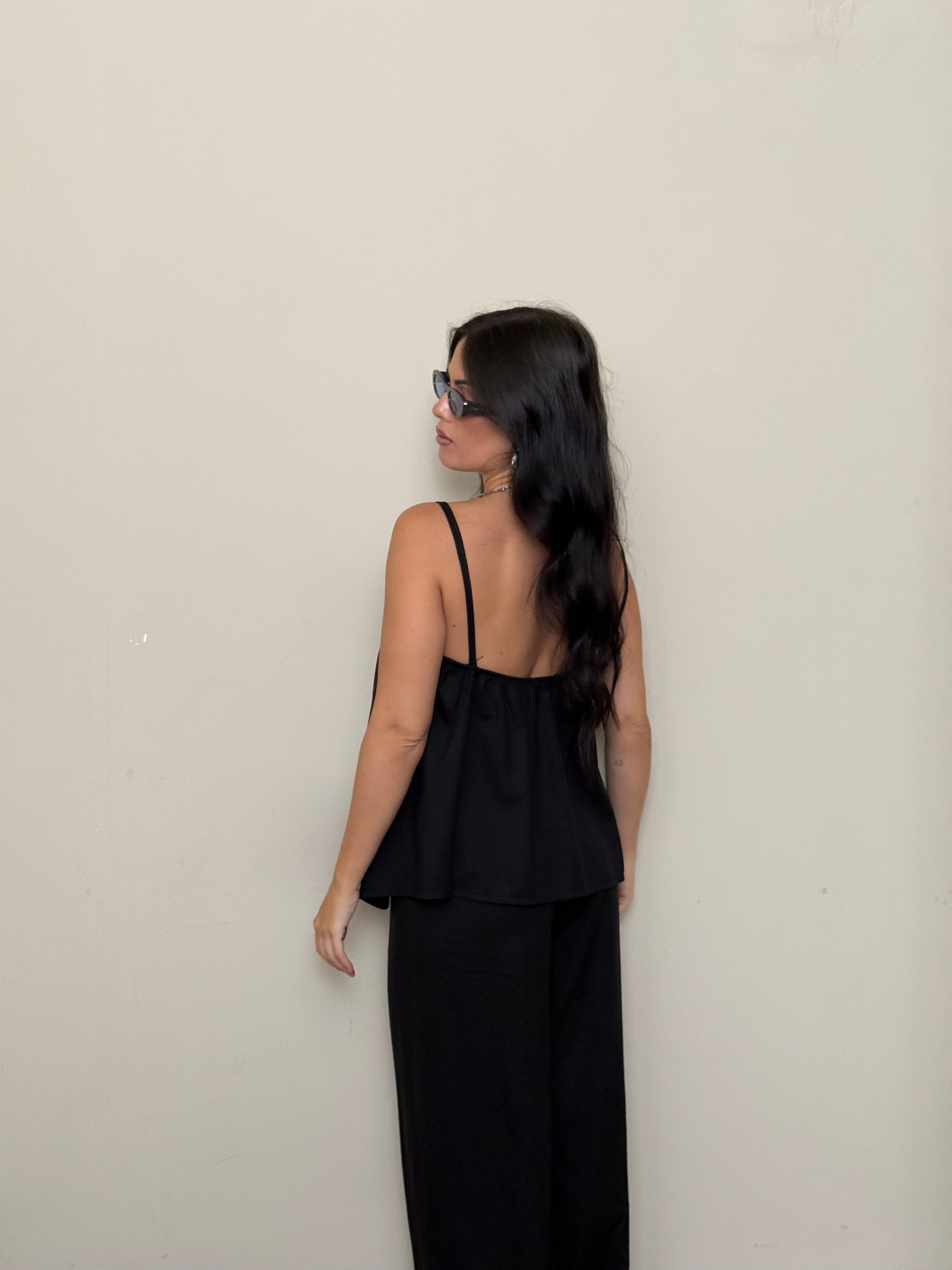 Coordinato lino e viscosa nero