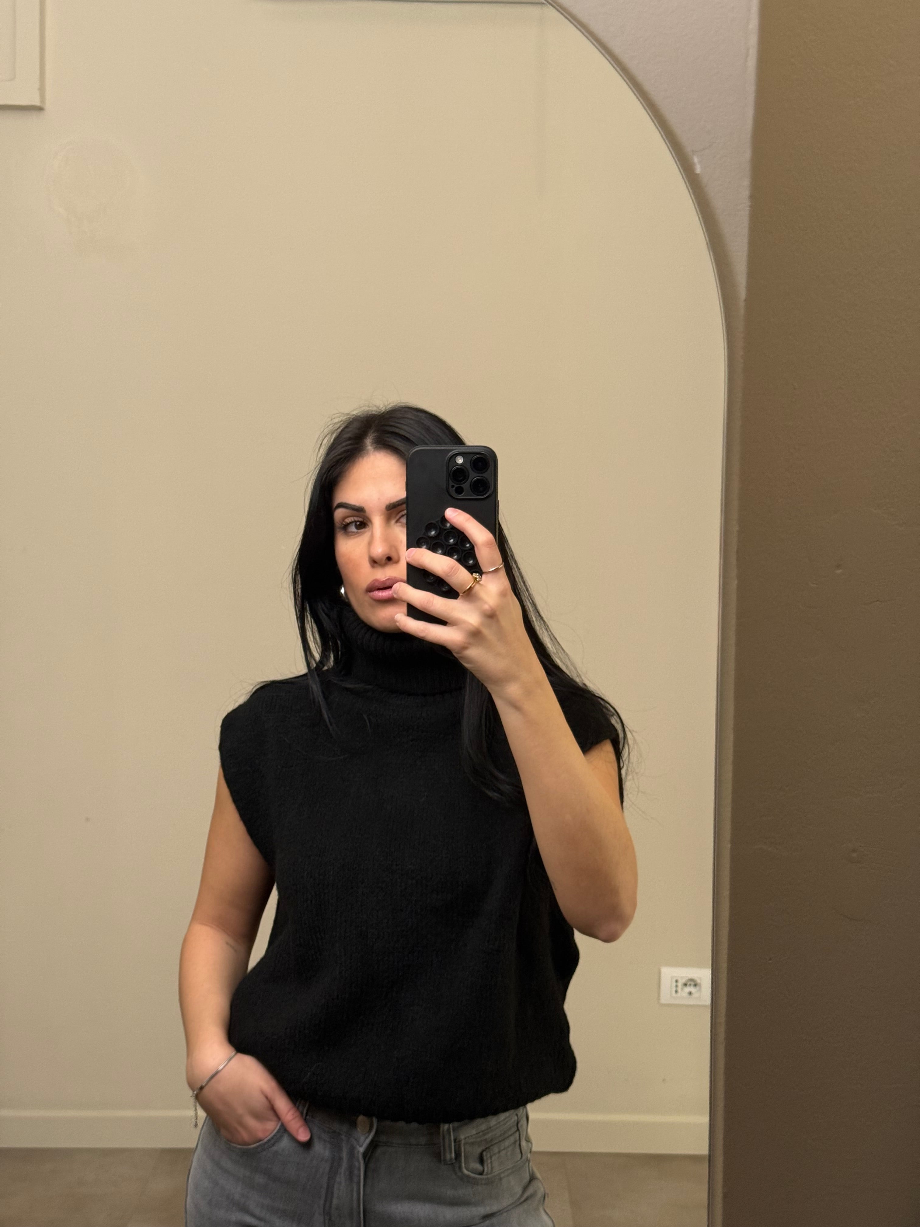 Gilet collo alto lana e alpaca