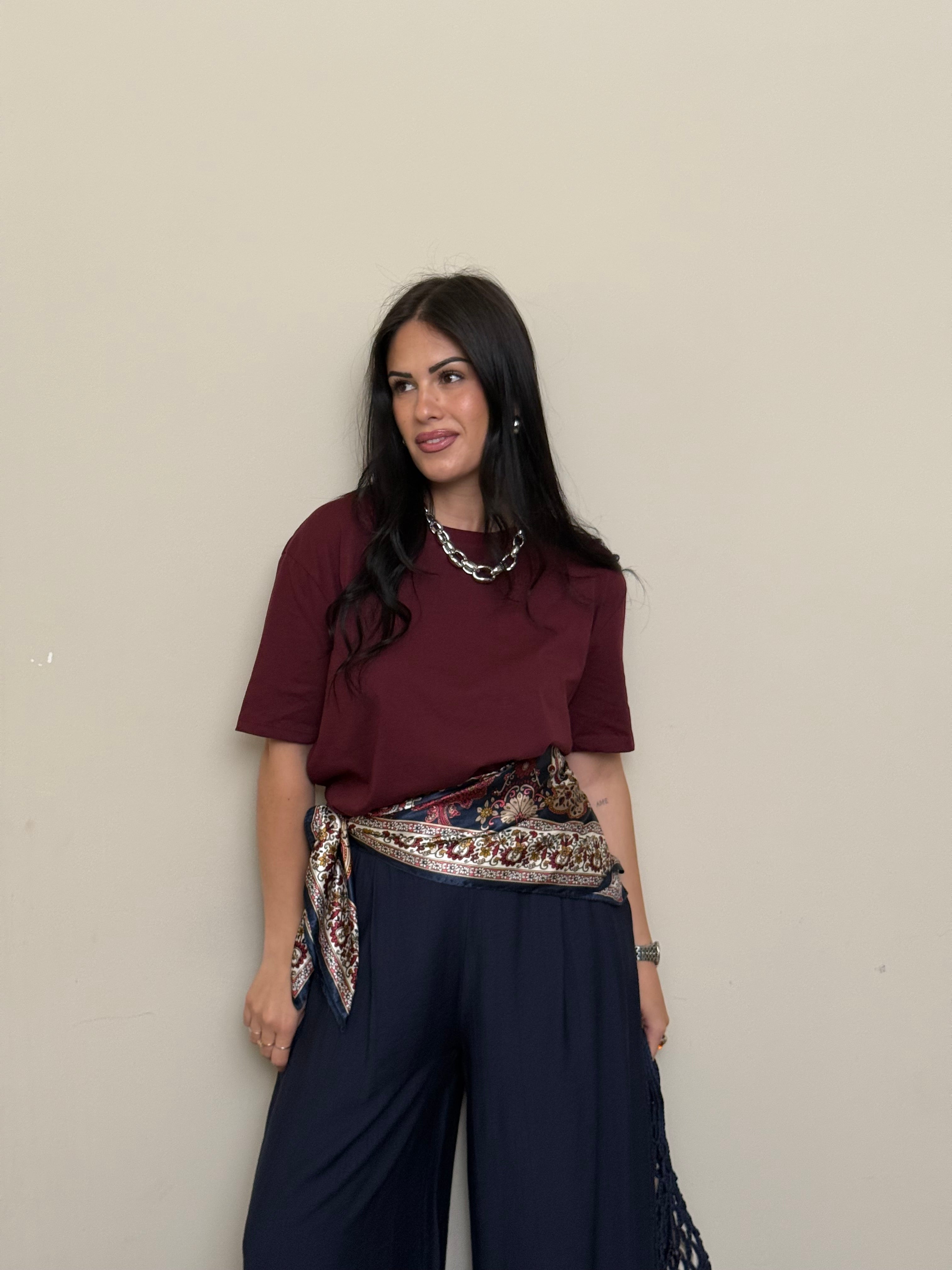 T-shirt basic cotone bordeaux