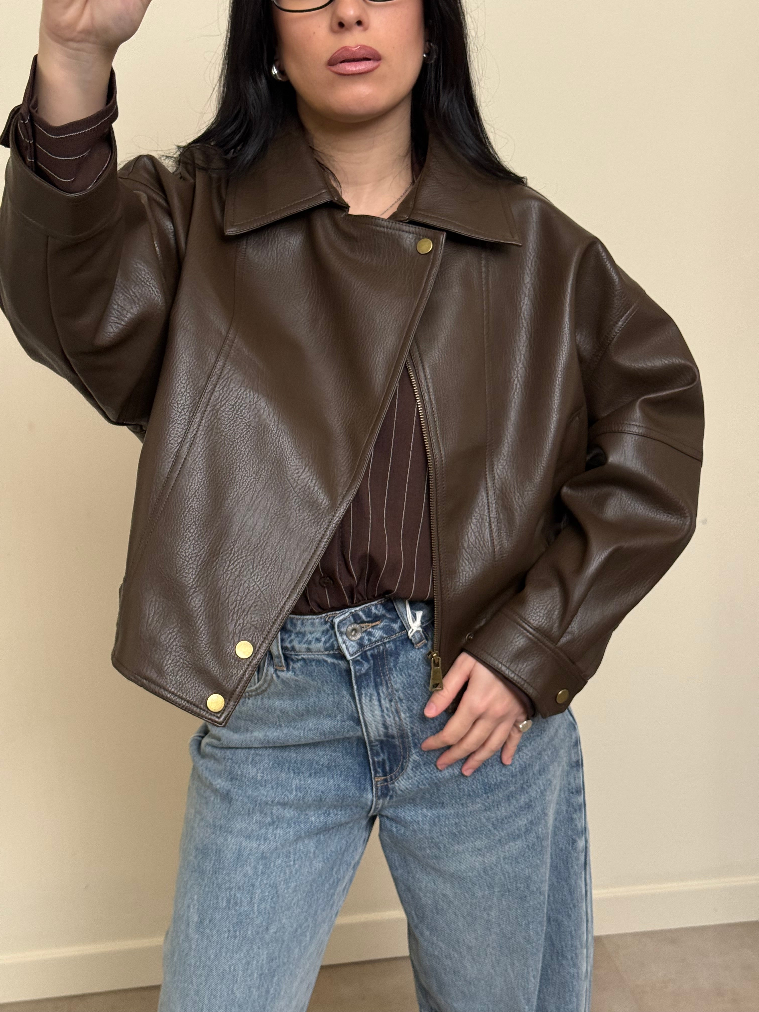 Bomber cioccolato ecopelle