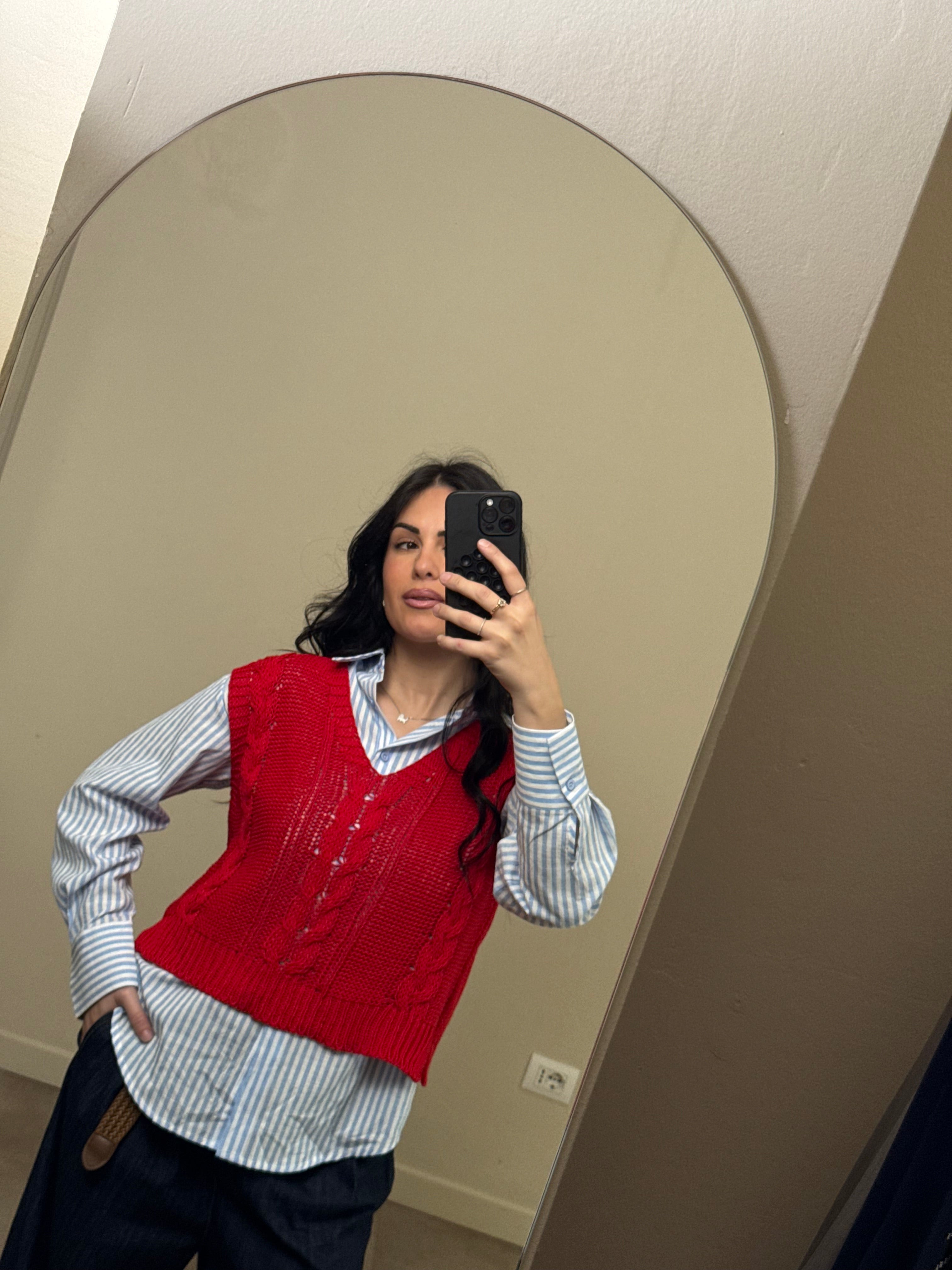 Gilet 100% cotone rosso caldo