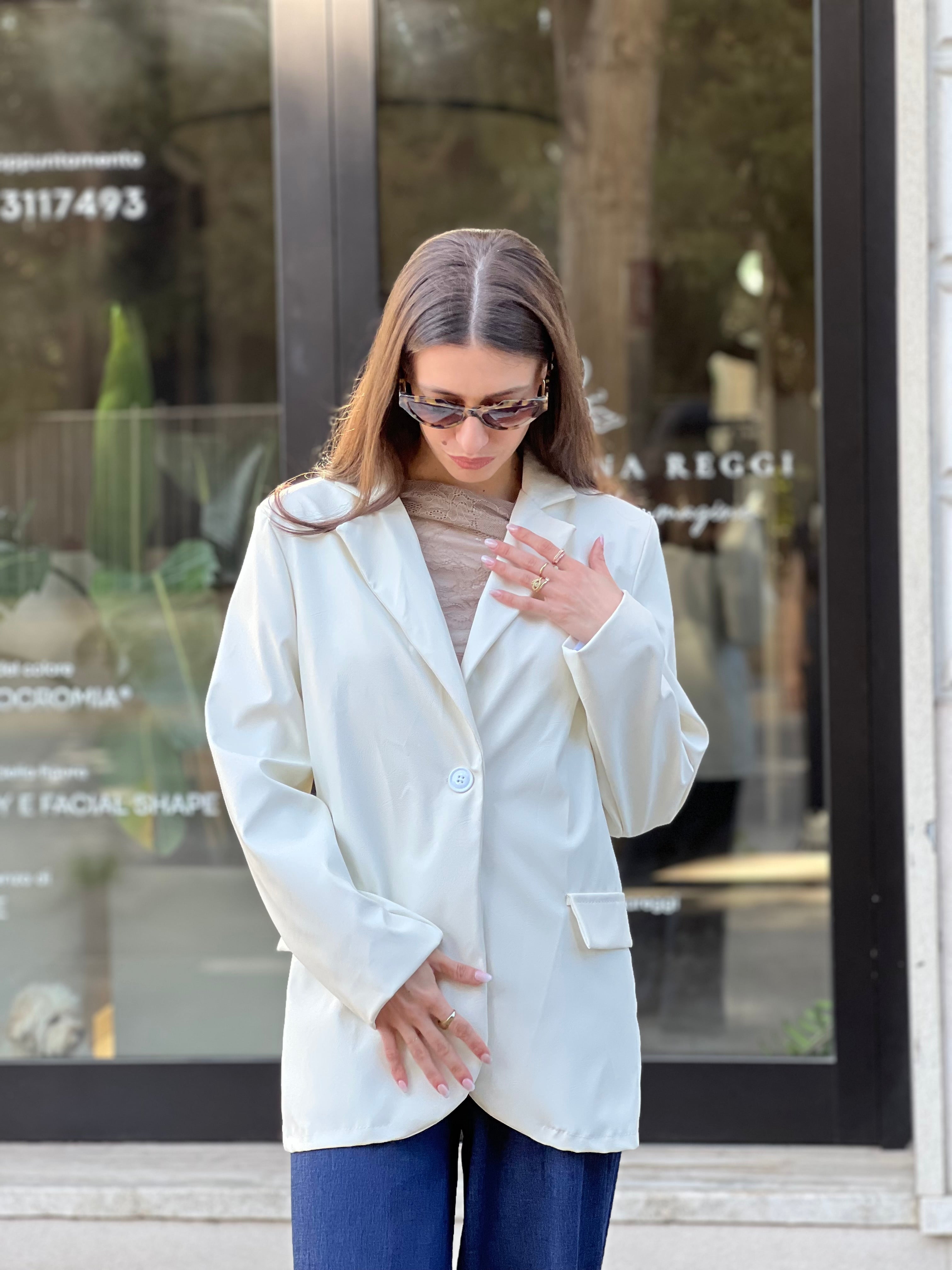 Blazer ecopelle panna