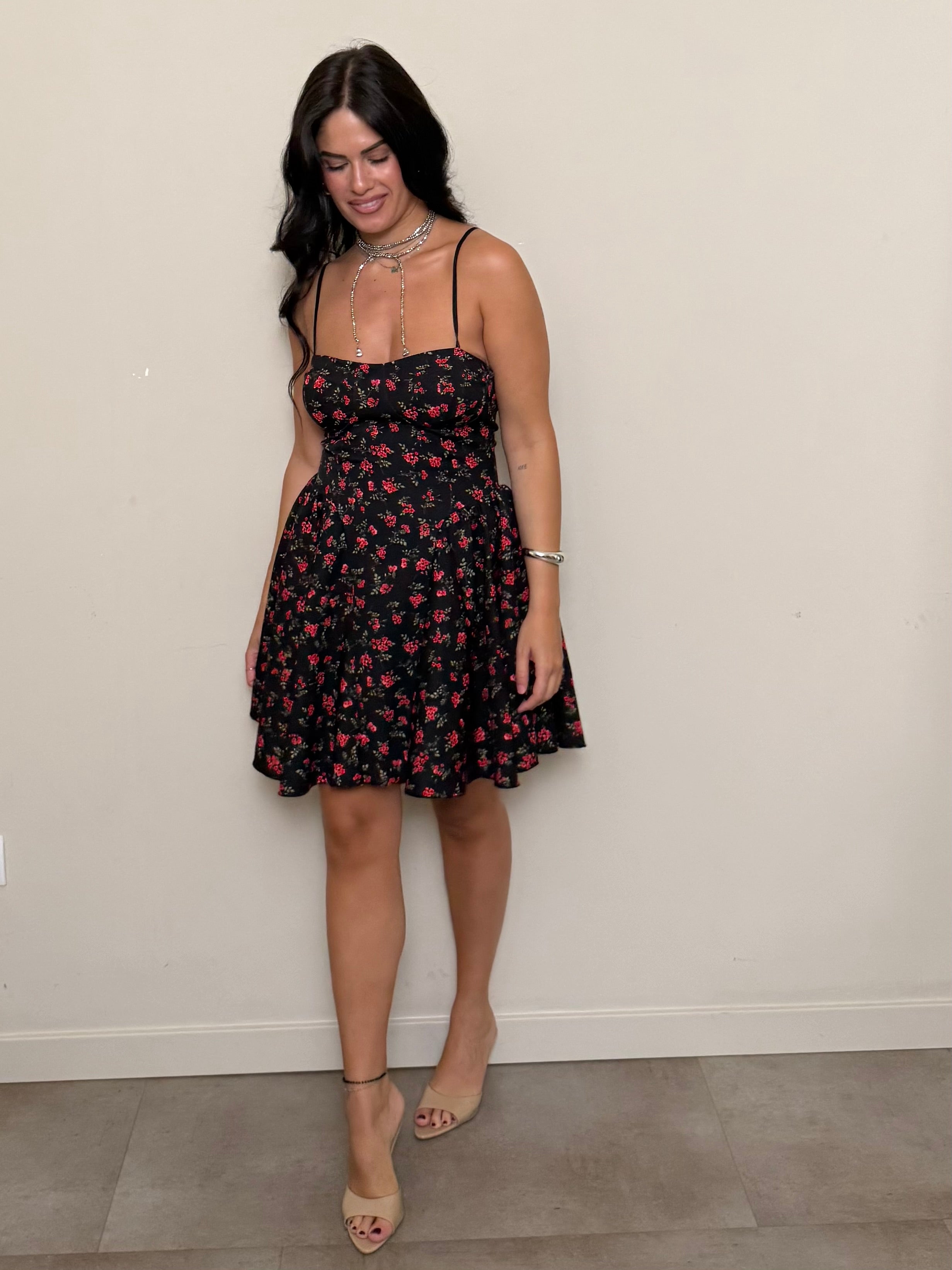 Mini dress fiori nero