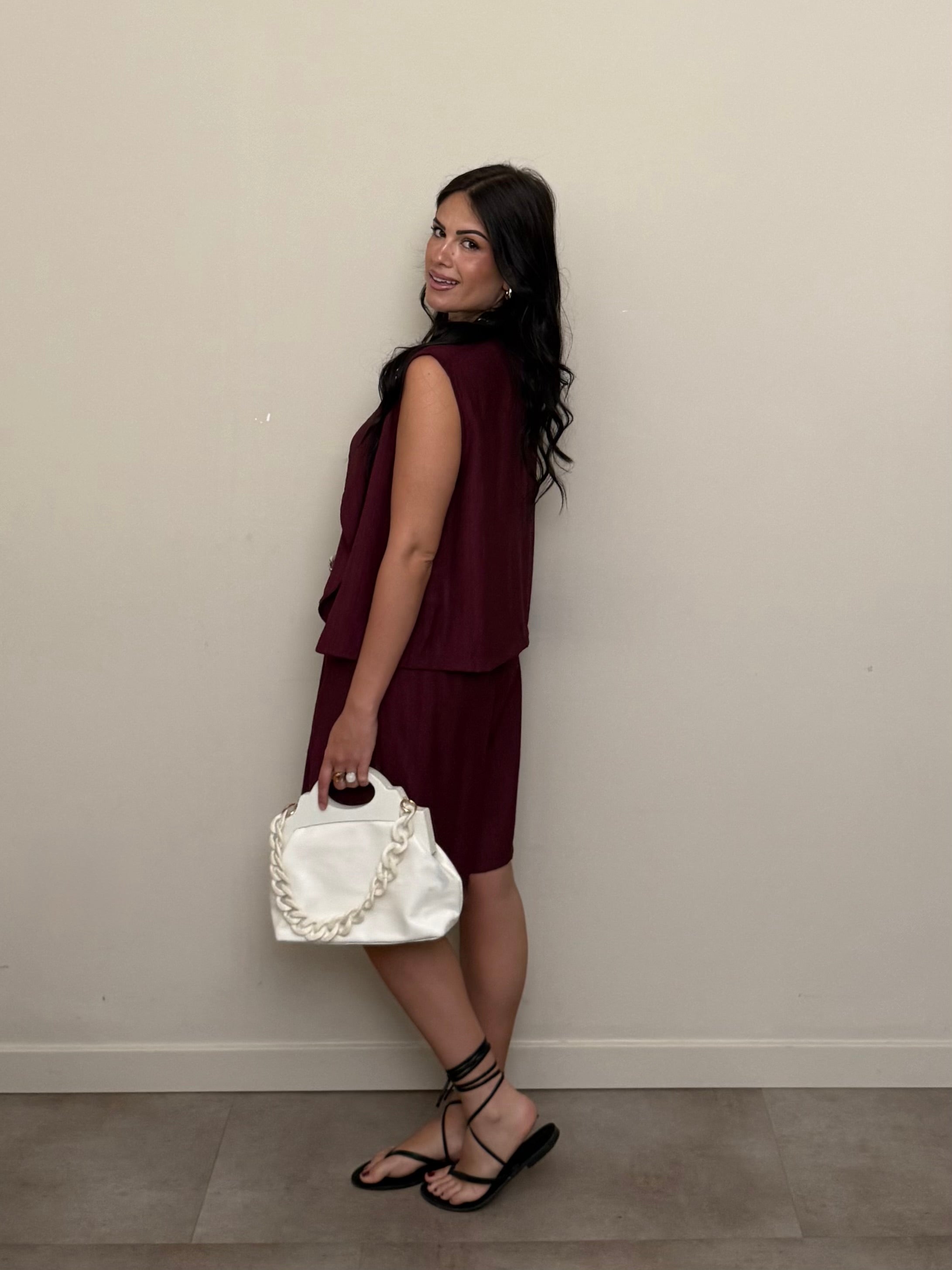 Coordinato bermuda bordeaux