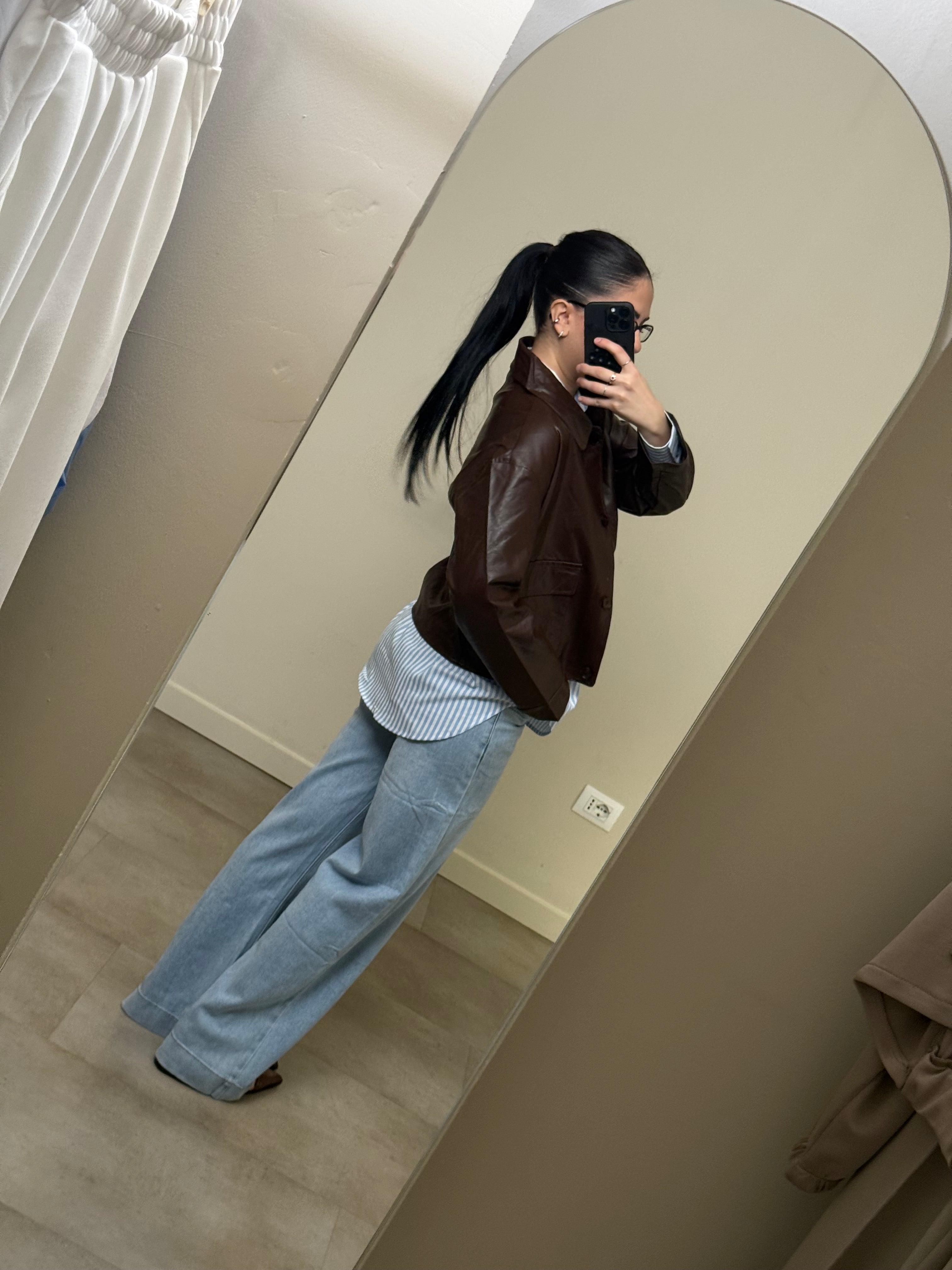 Giacca ecopelle cioccolato