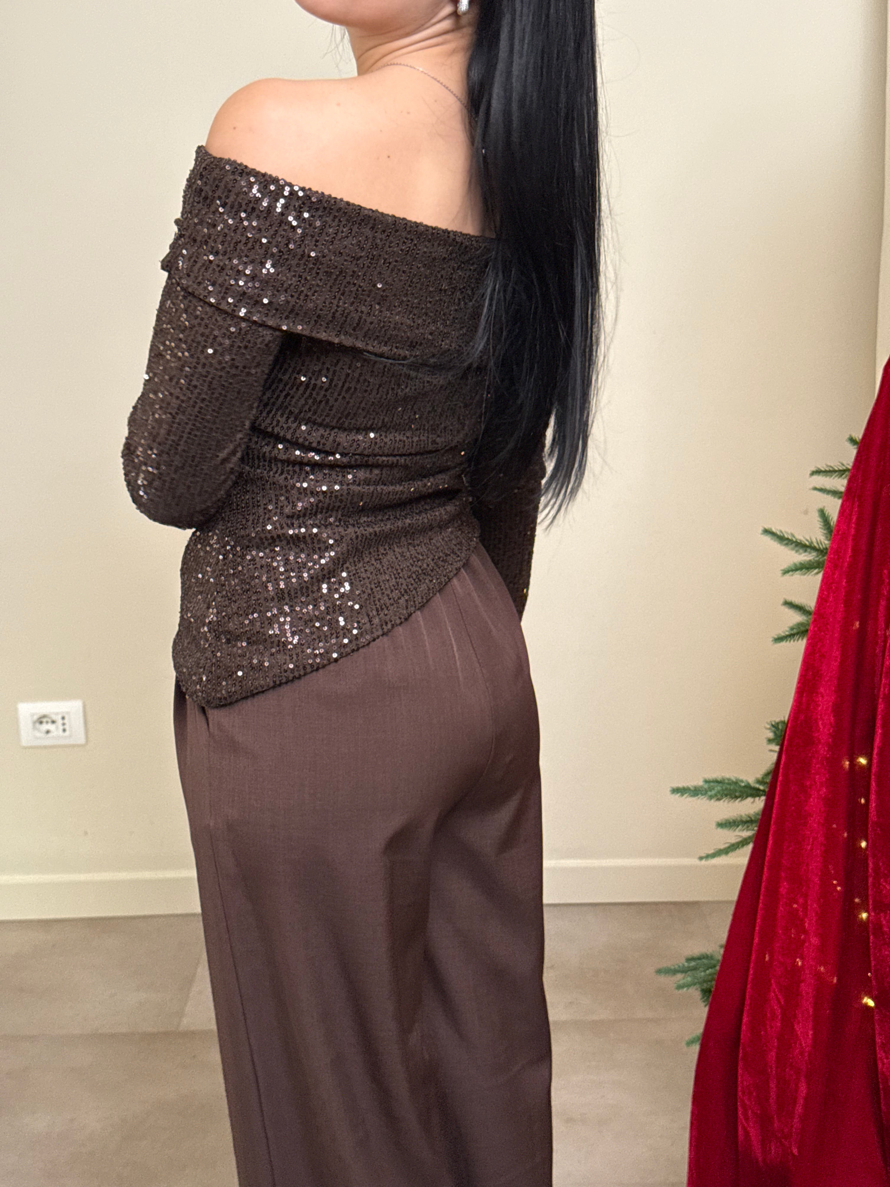 Maglia barchetta paillettes