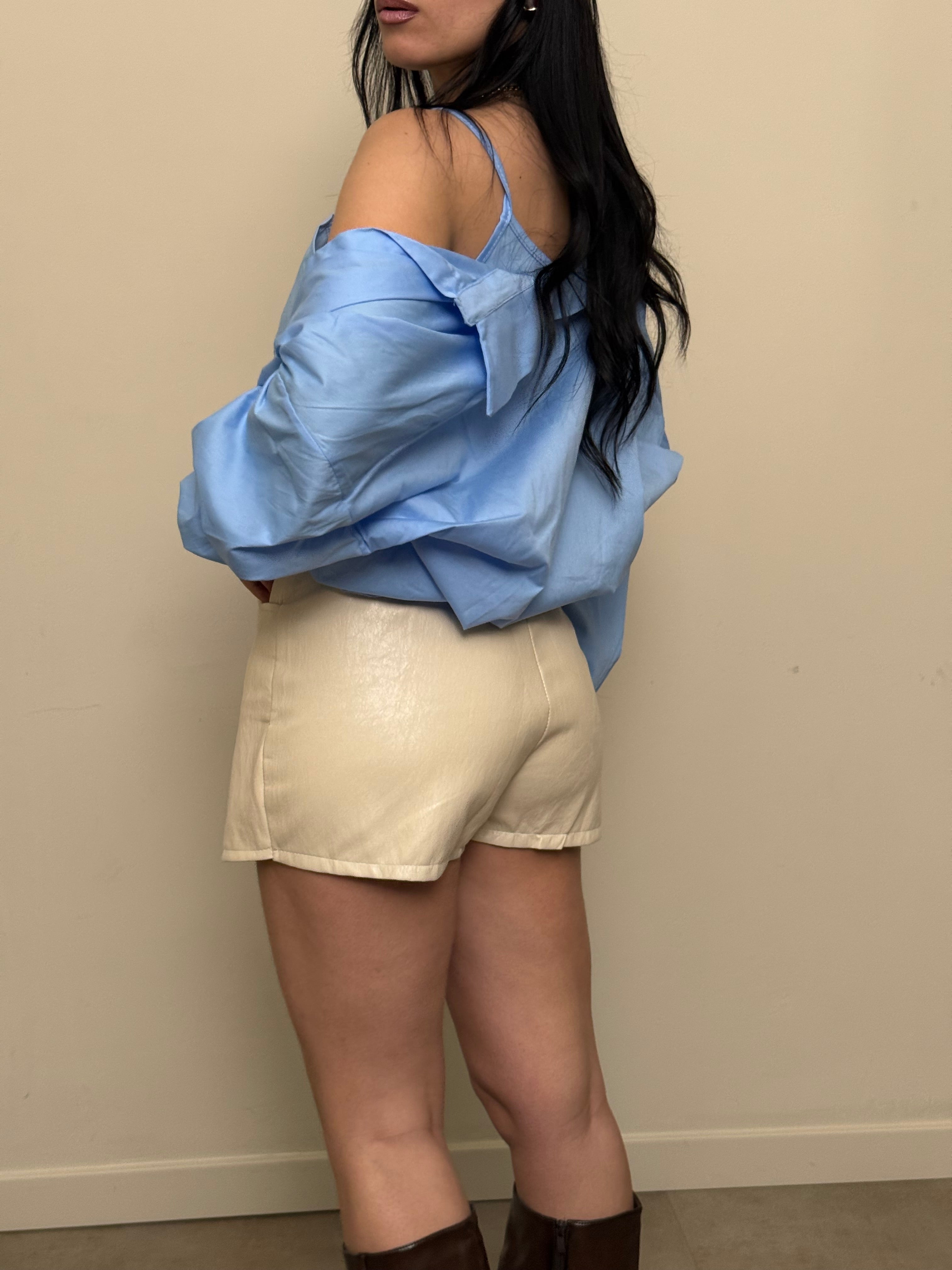 Shorts ecopelle panna