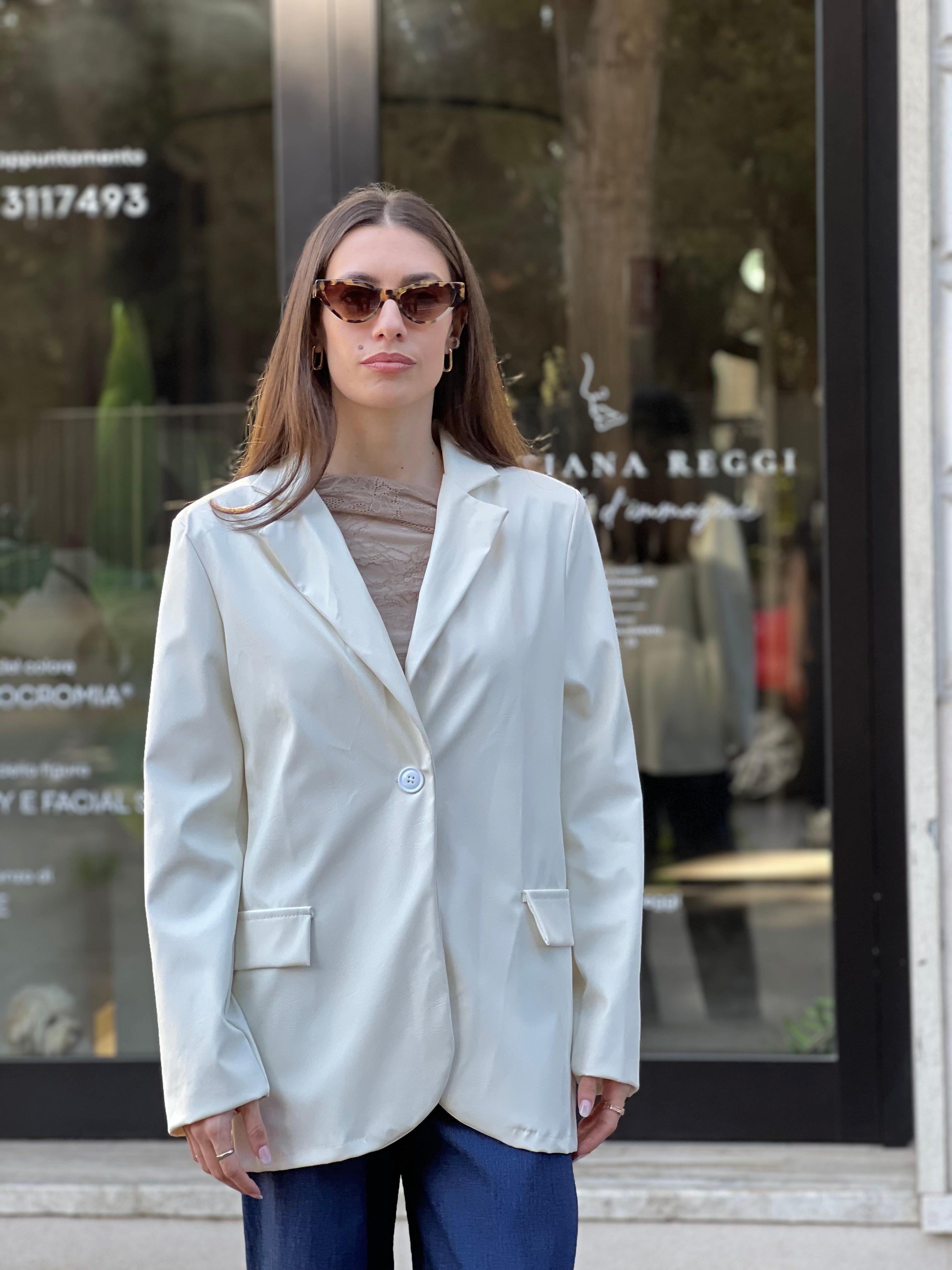 Blazer ecopelle panna