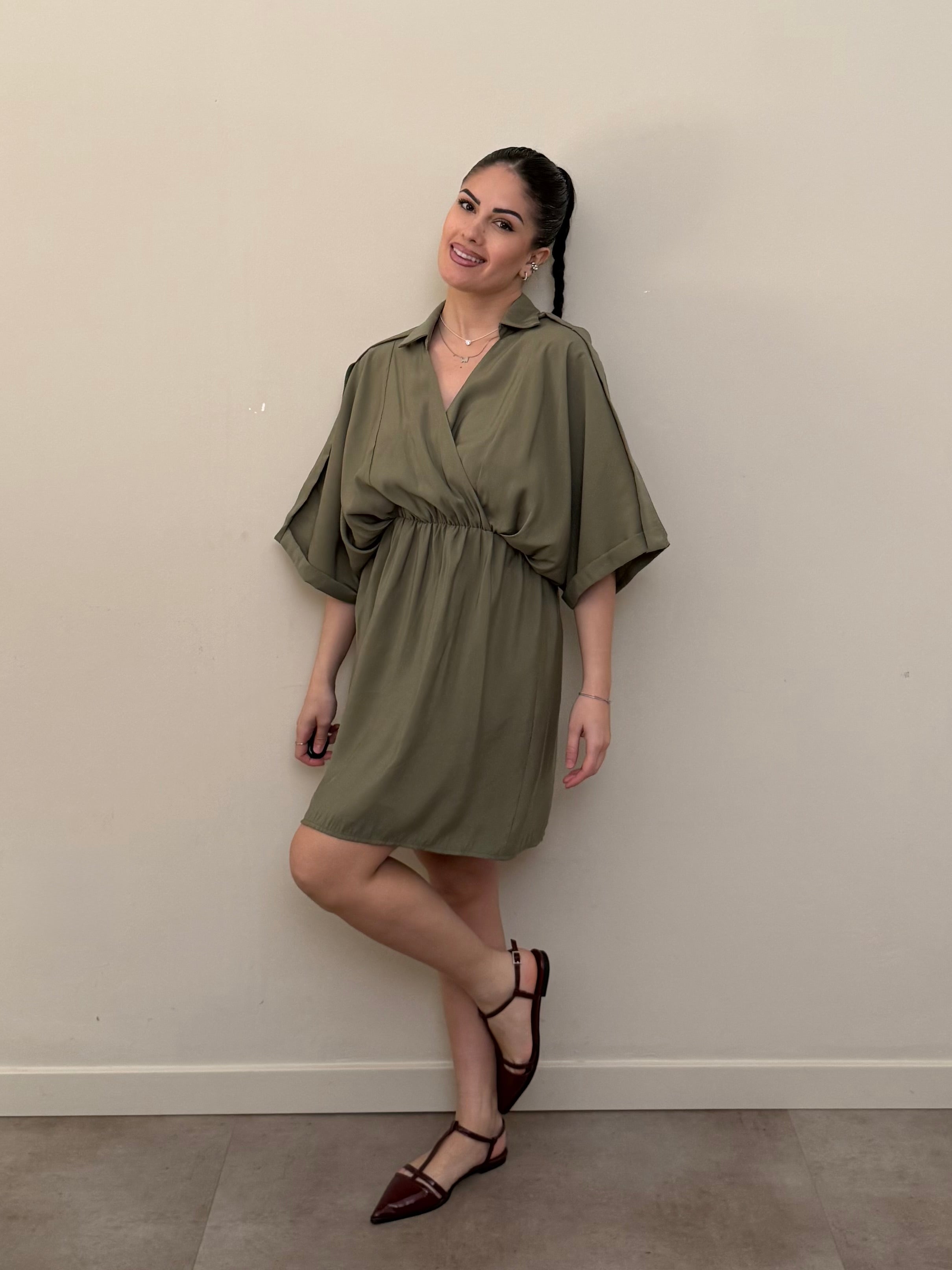 Dress viscosa verde oliva