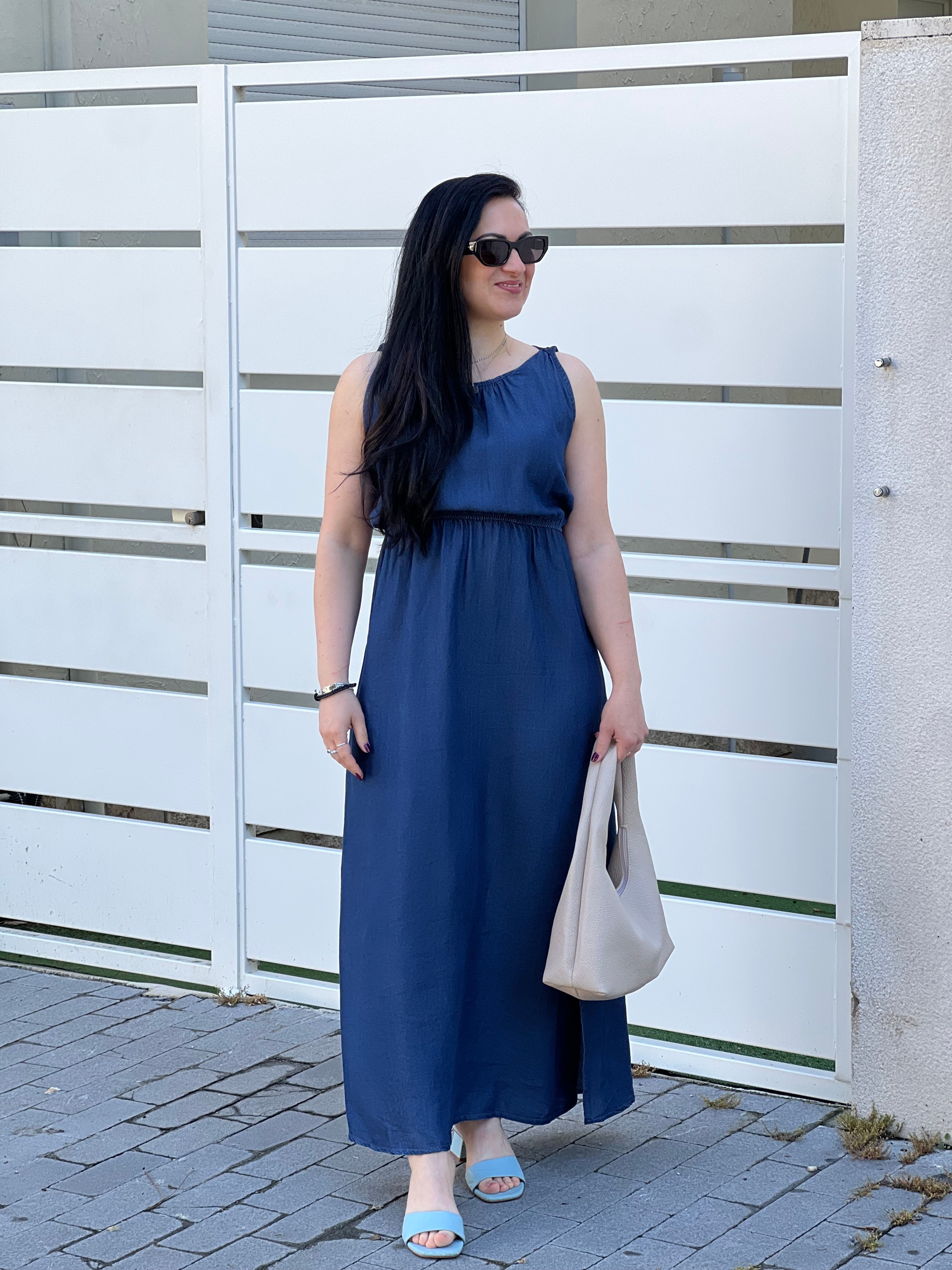Abito jeans lungo bretella