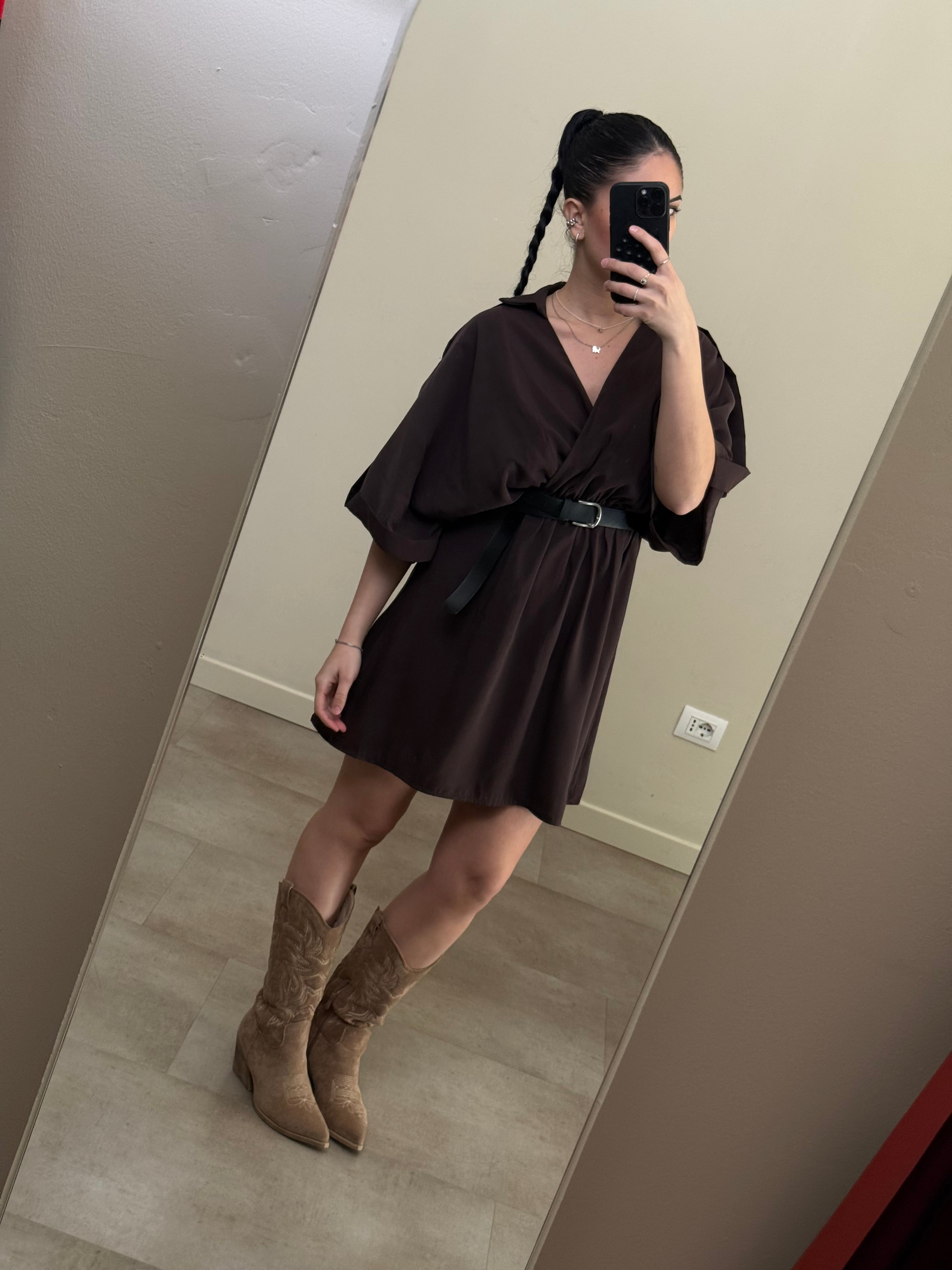 Dress viscosa marrone freddo