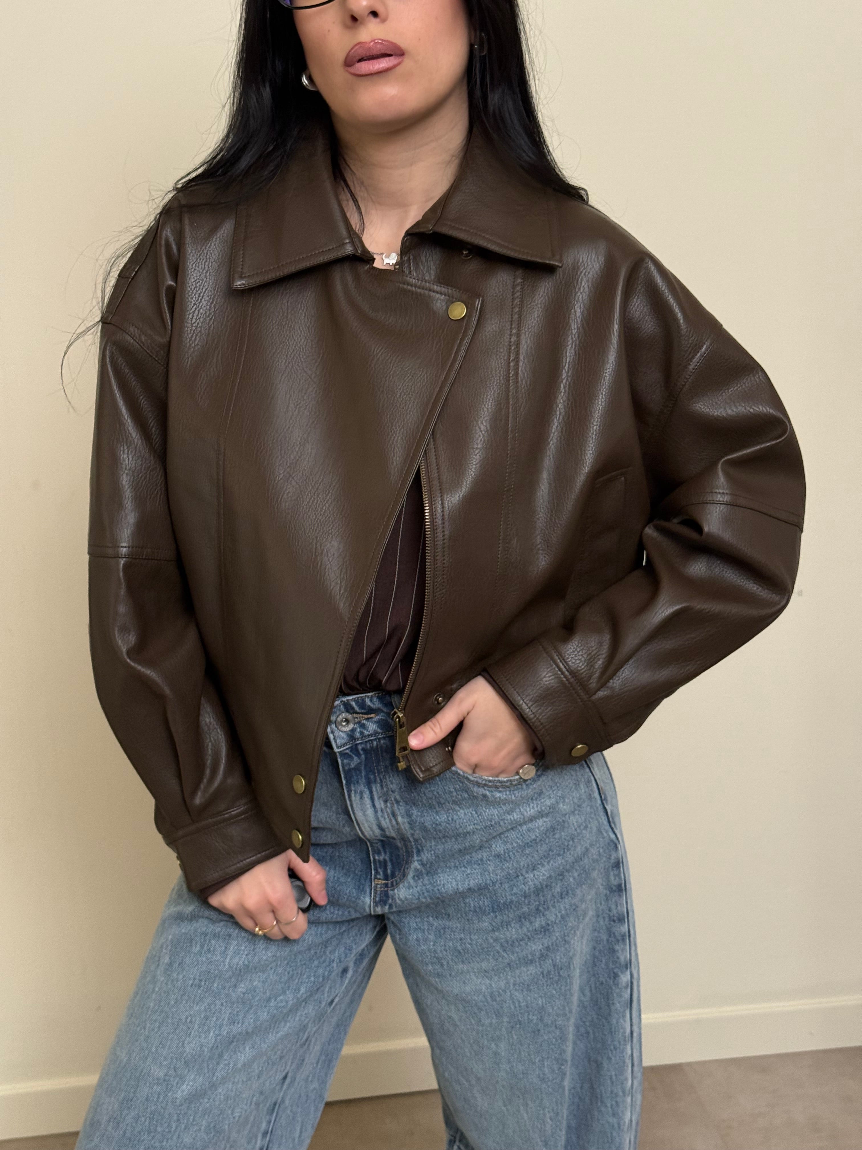 Bomber cioccolato ecopelle