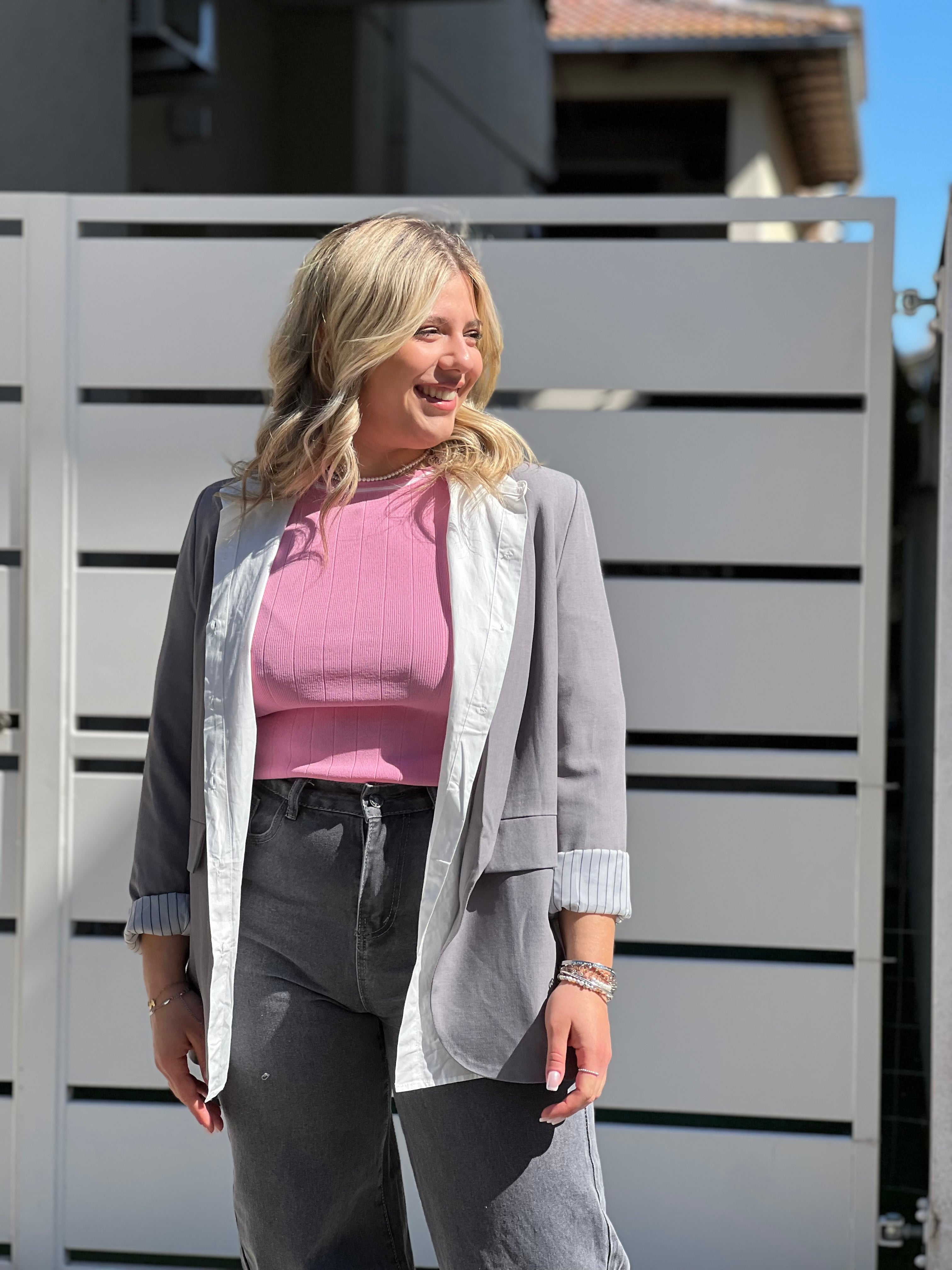 Blazer manica gessata