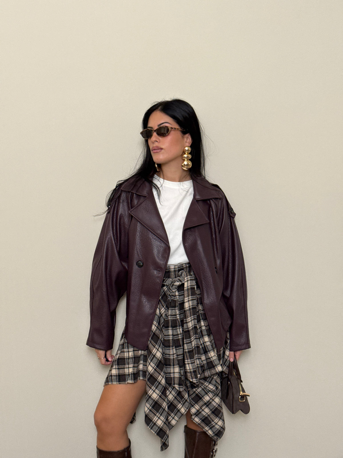 Giacca ecopelle bordeaux