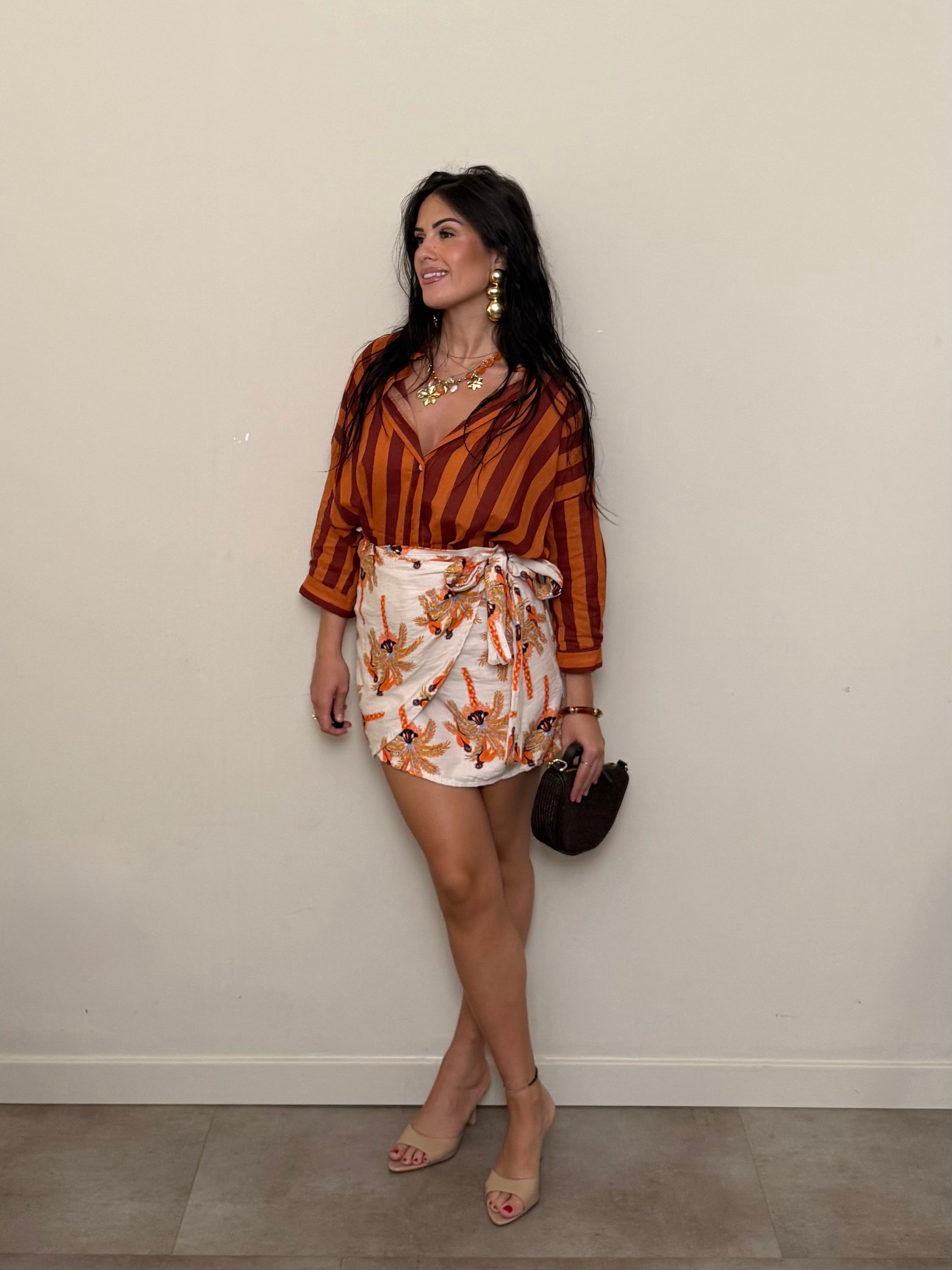 Pareo corto fantasia arancio