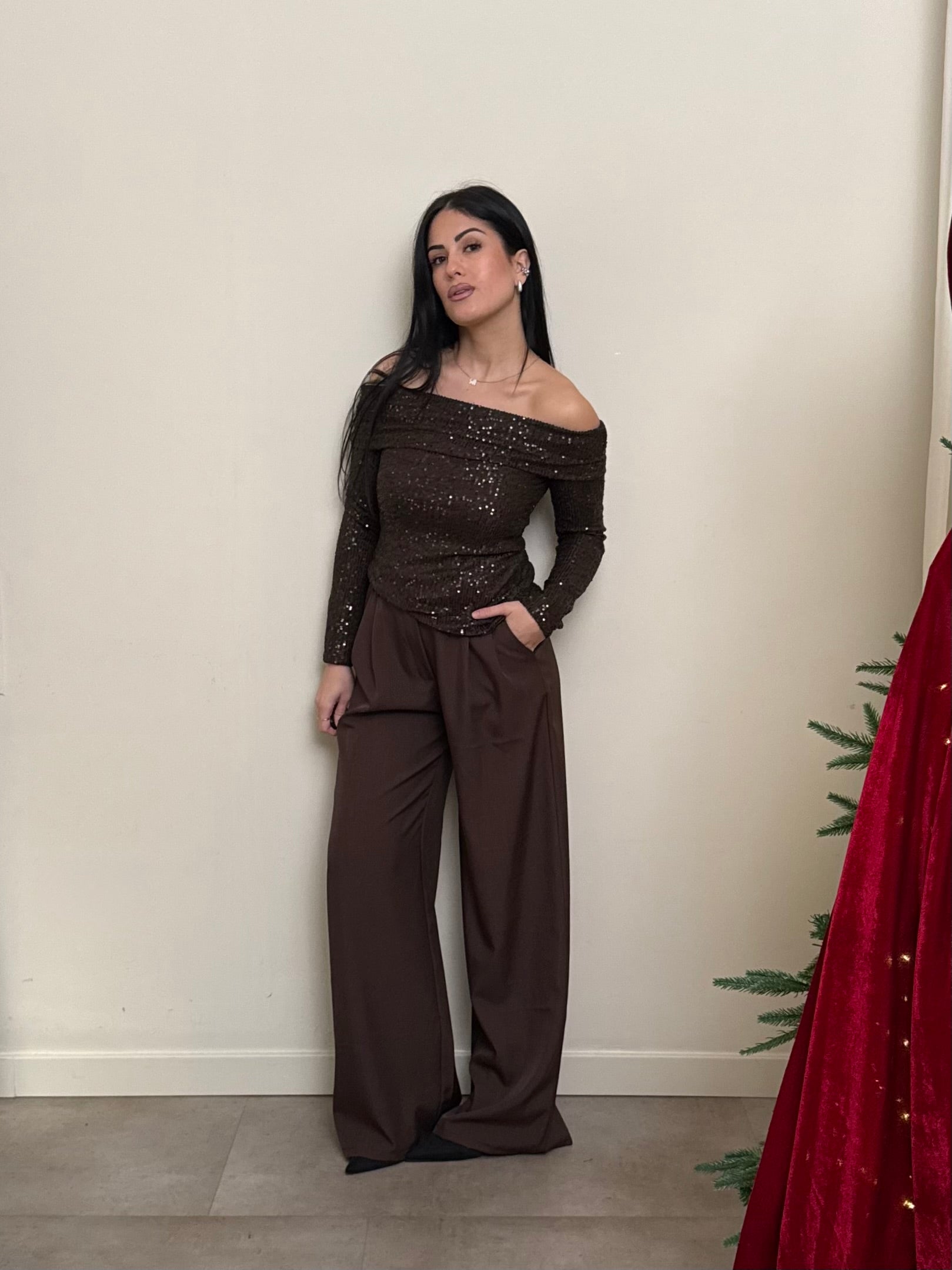 Maglia barchetta paillettes