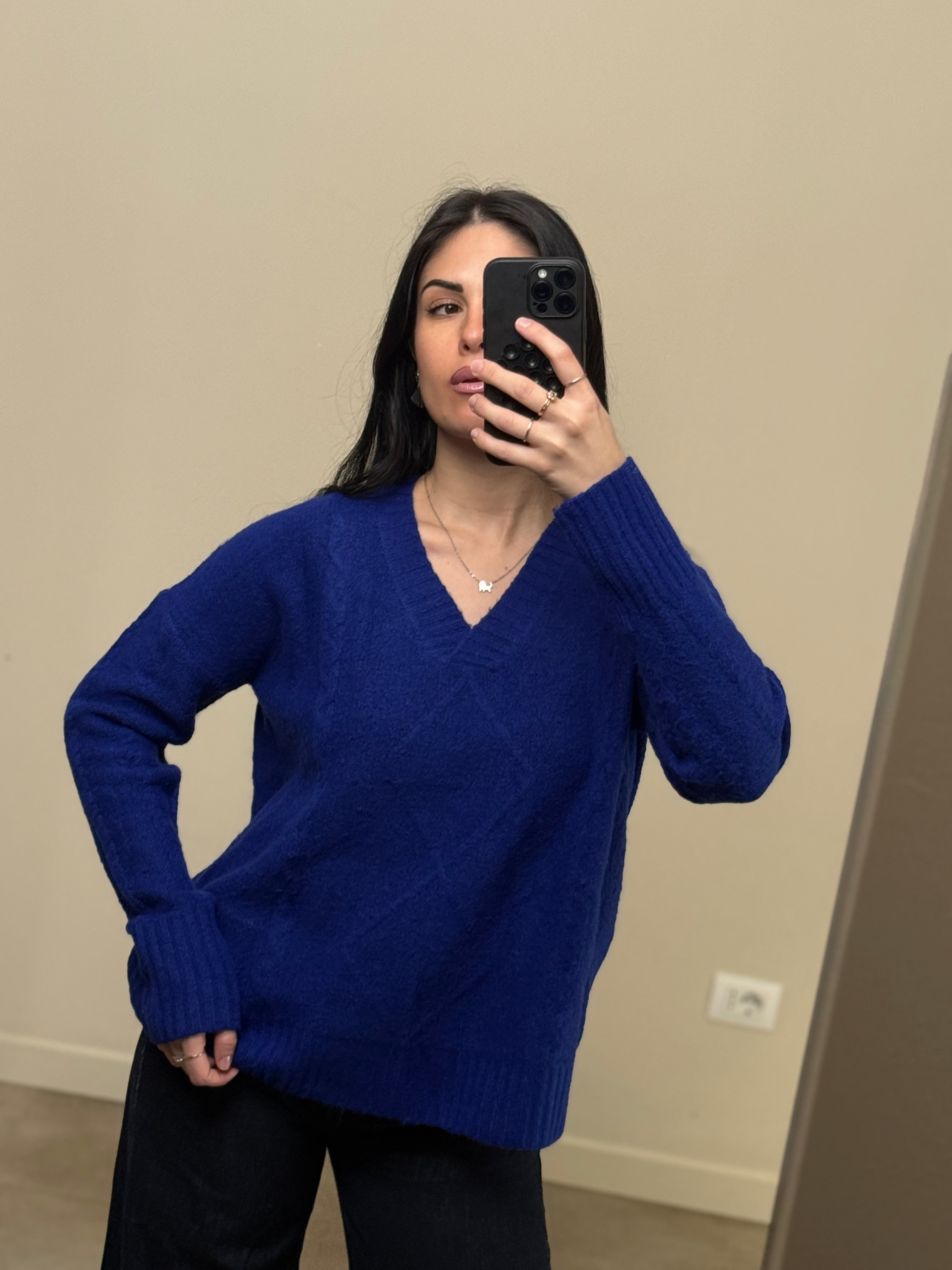 Maglione a V blu